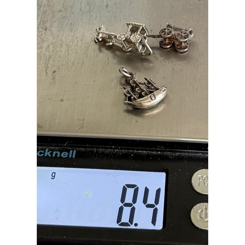 Vintage Sterling Charm Lot Horse Wagon Ship Niagara Falls Souvenir Charms