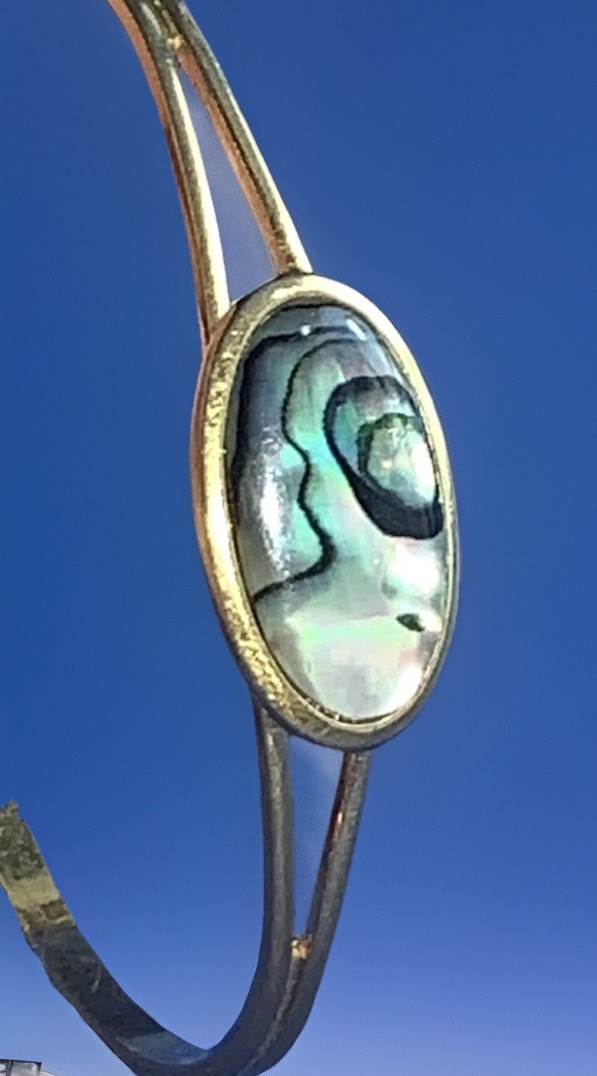 Vtg Ariki Paua Bracelet Made In New Zealand Gold Plated Beautiful Shell READ