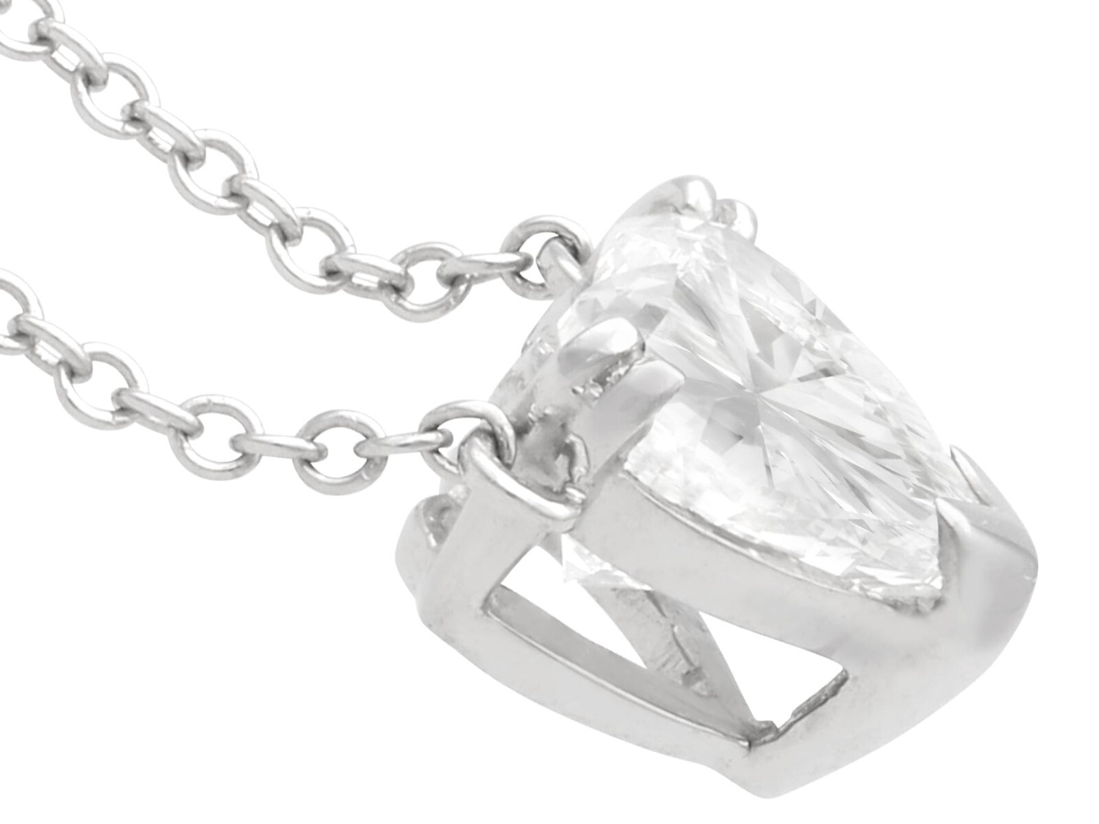 Vintage 1.00Ct Diamond and 18k White Gold Solitaire Pendant Circa 1990