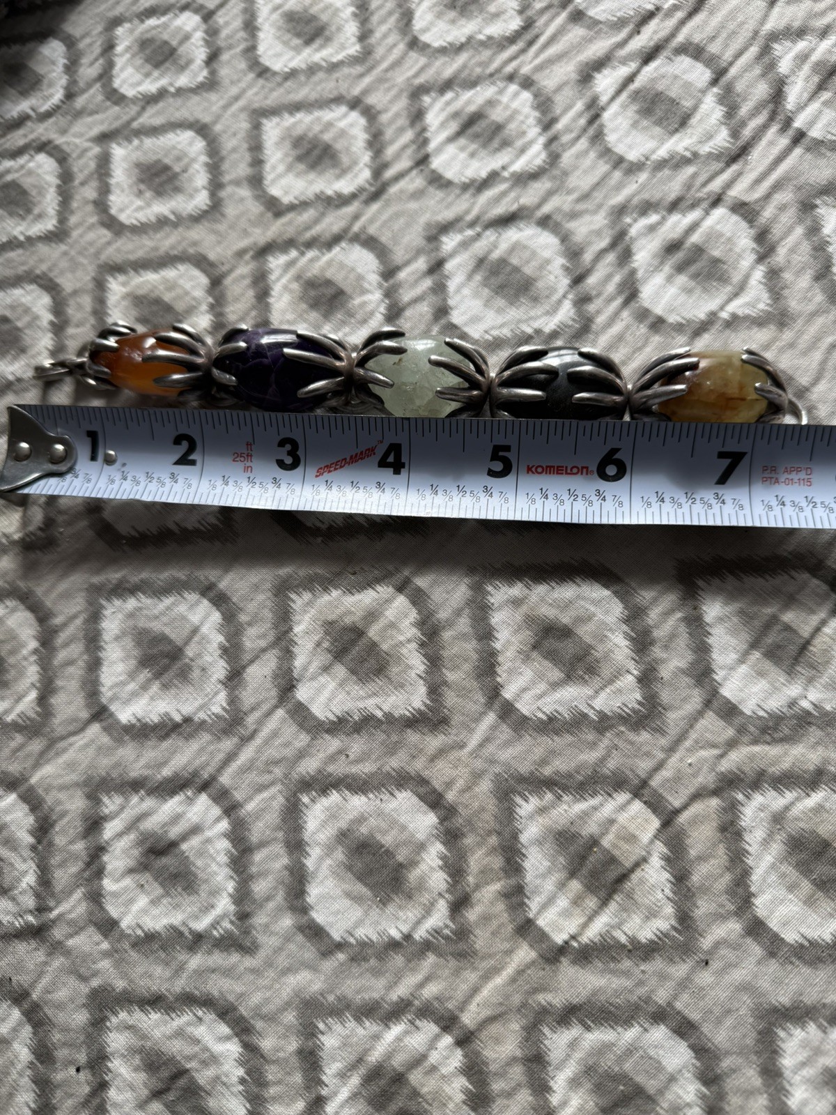 Vintage Las Castillo Mexican 925 Silver, five large gemstones unique bracelet .