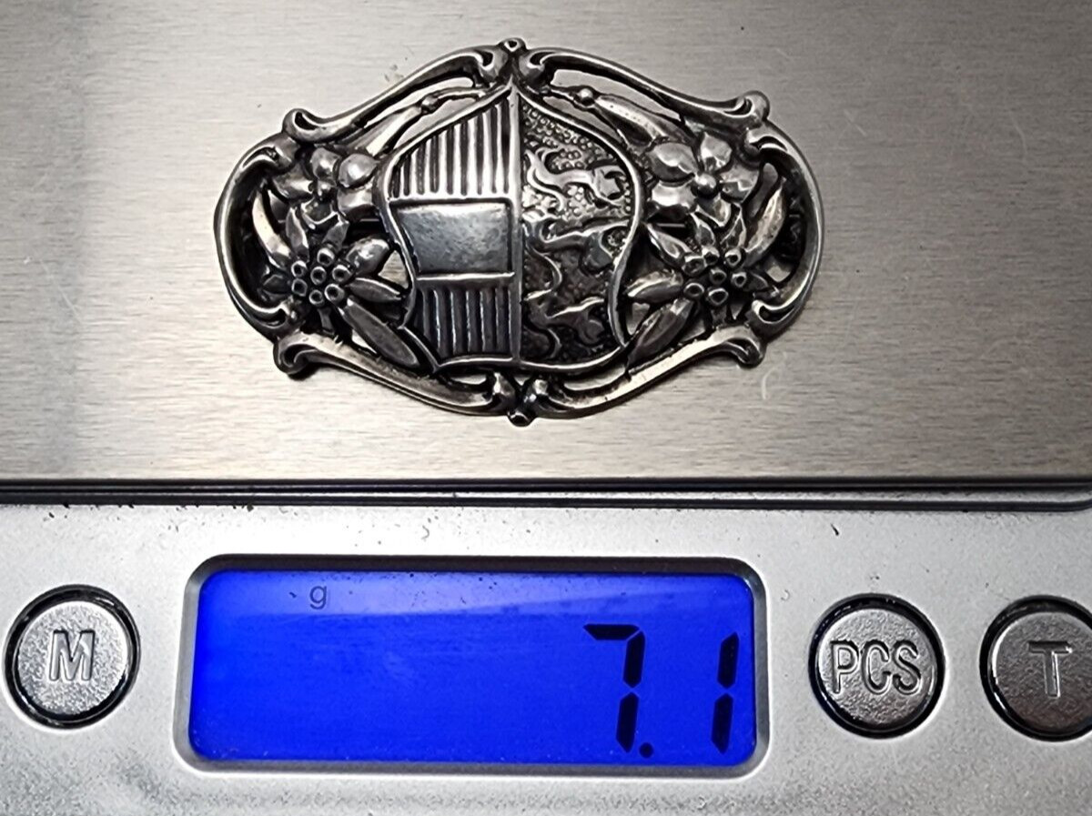 1.7″ Vintage Sterling Silver Austrian Coat of Arms Post War 1950’s Brooch Pin