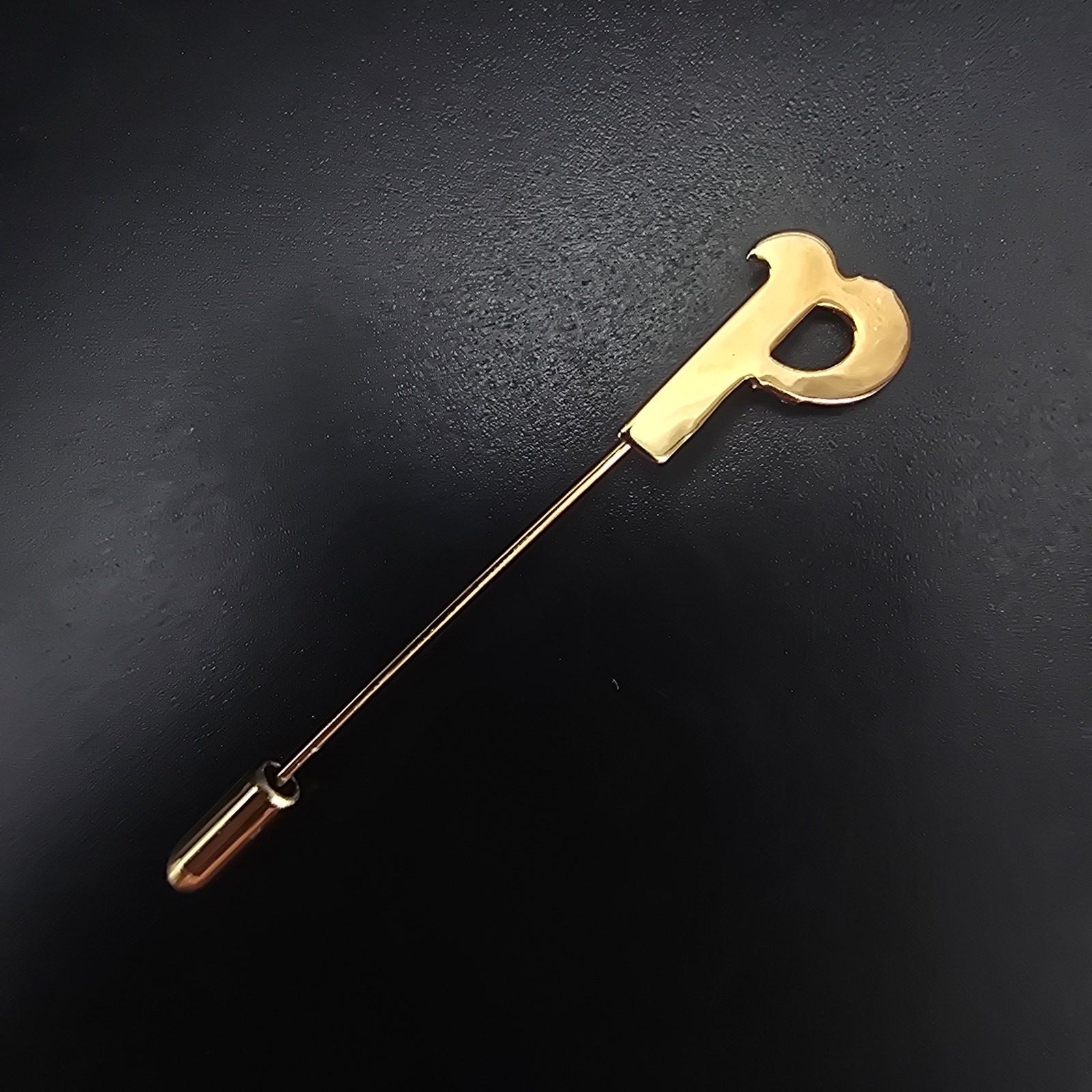Vintage Gold Tone Letter P Initial Stick Pin Timeless Classic New Old Stock