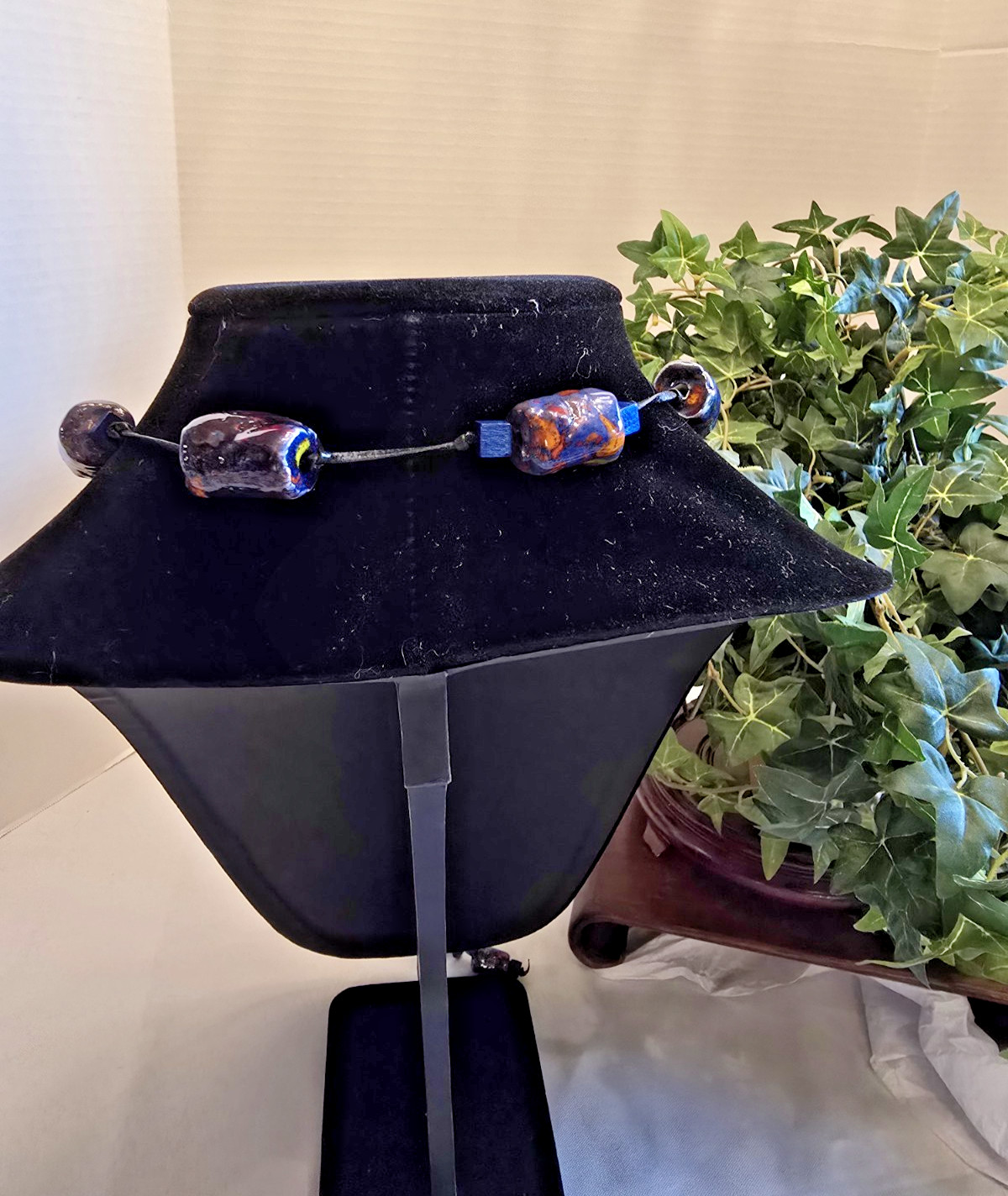 Vintage 1980s Murano Italy Art Galss Necklace Handmade Venetian Lampwork Beads