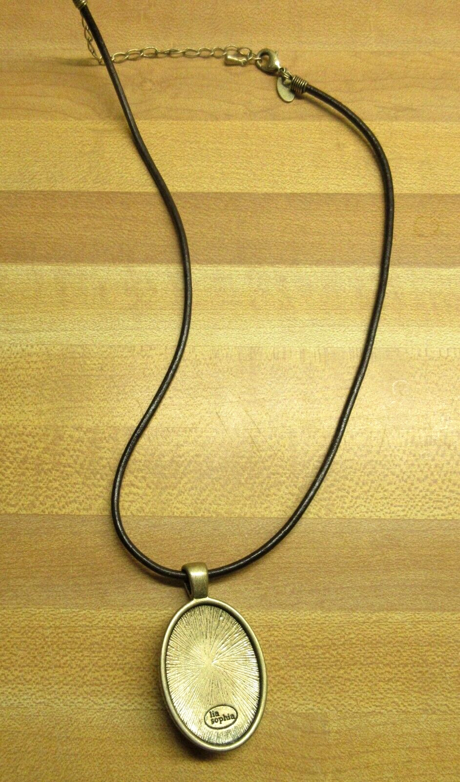 VTG? LIA SOPHIA gold tone black strand chunky brown amber color pendant Necklace