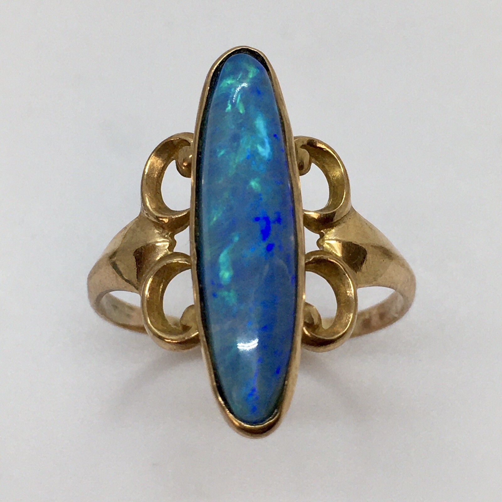 Antique American 10K Gold Victorian 1880s Natural Opal Ring Size 8