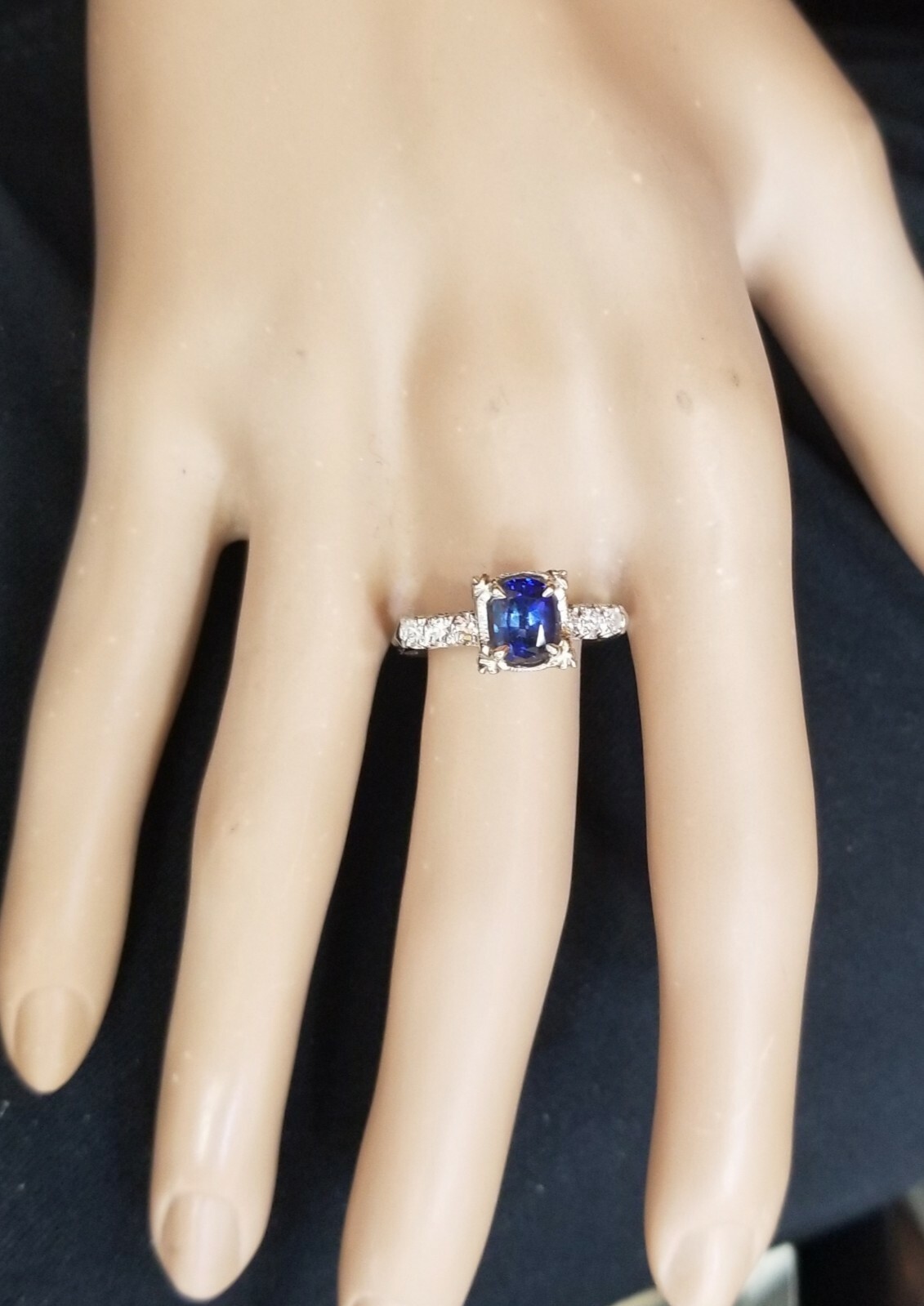 Vintage 14k White Gold Engagement Ring 1.52ct Natural Untreated Blue Sapphire