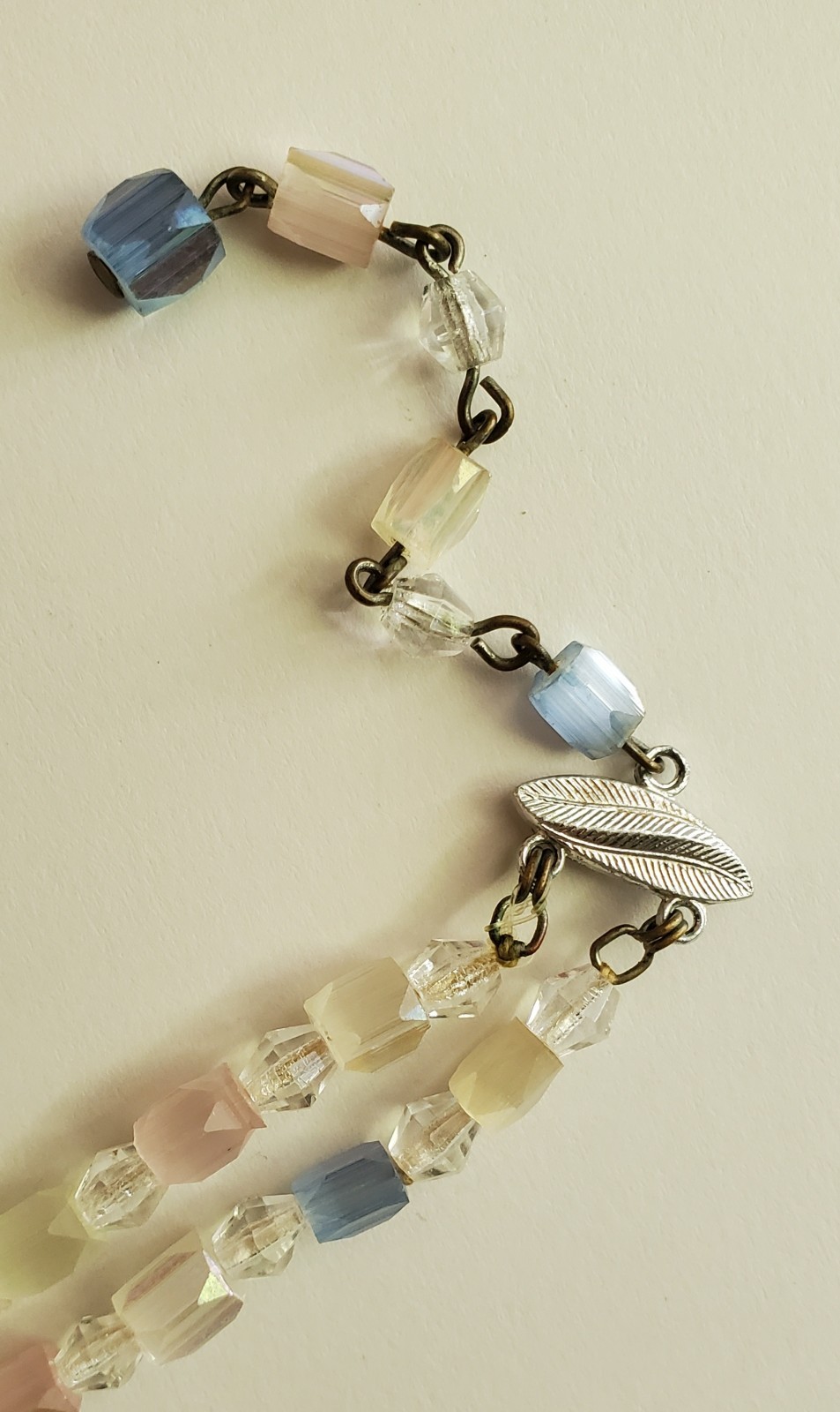 Vintage multi-strand satin glass necklace, graduated pastel beads