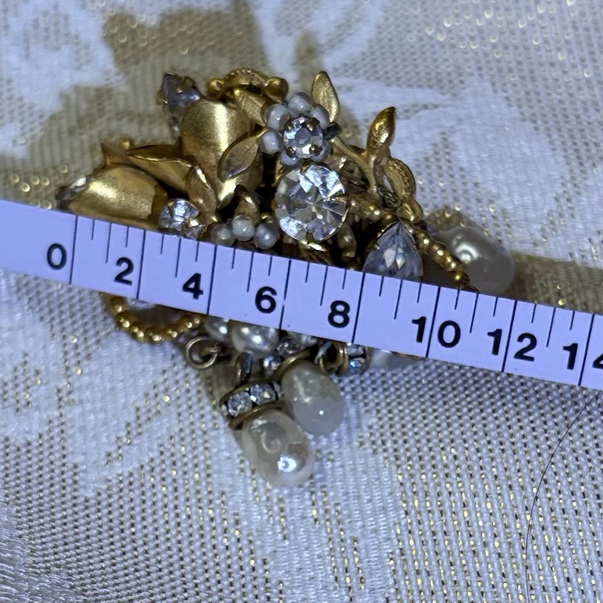 Vintage Originals by Robert Pearl Rhinestone Dangle Clip On Earrings Mid Century