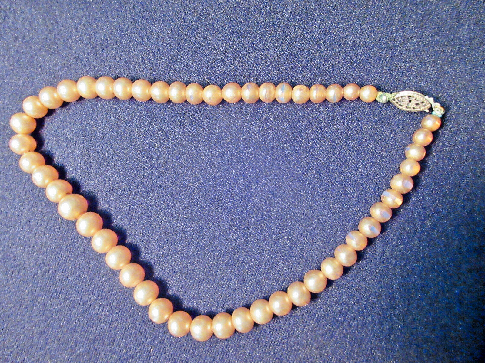 PAIR 1930’s Alabaster Pearl Necklace. Pink/BLUE Tones
