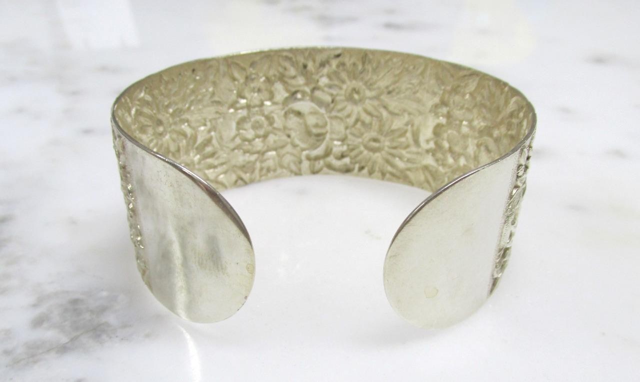 S.Kirk & Son Floral Design Sterling Silver Cuff Bracelet ~ 44g ~ 13-A755