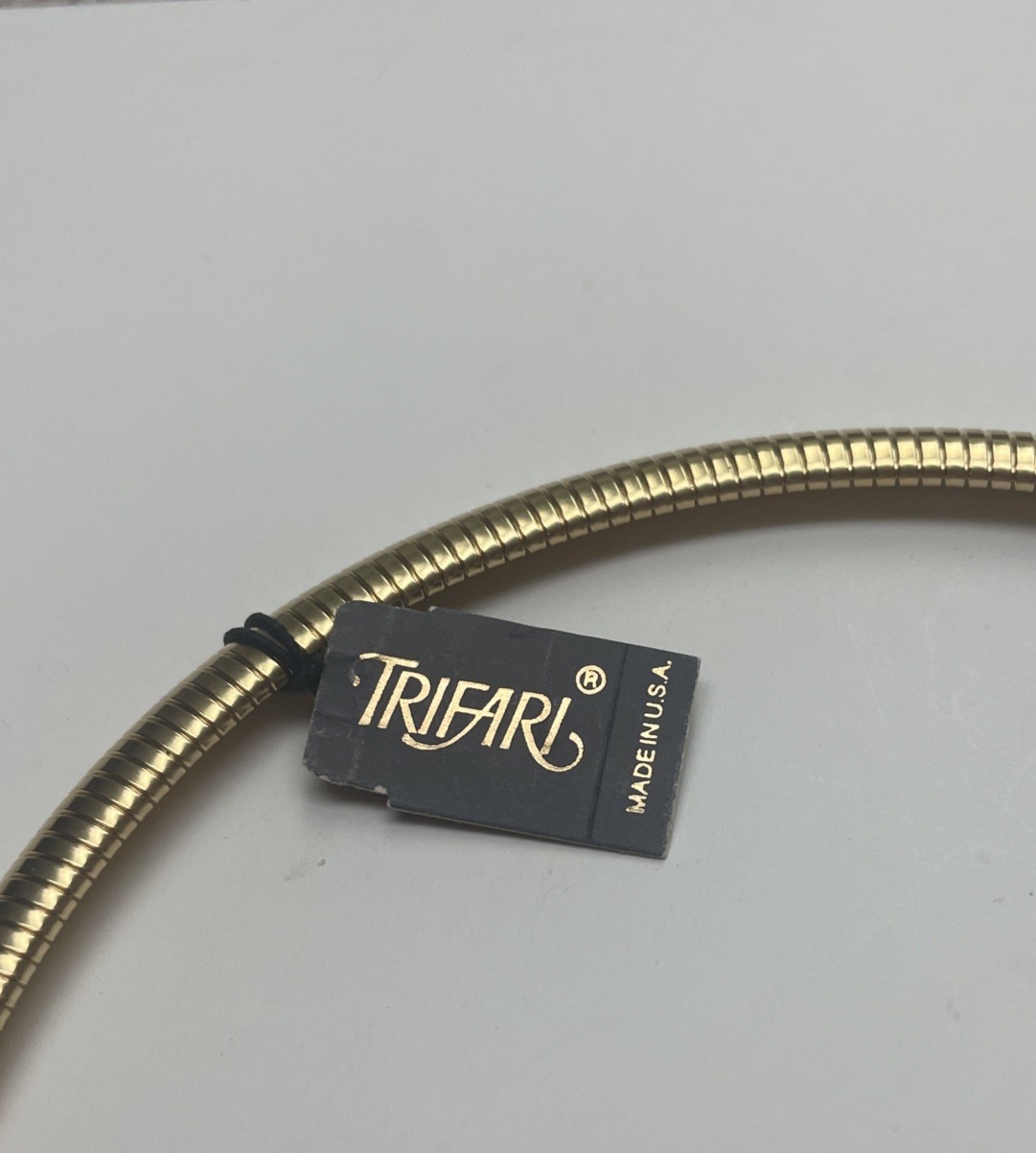 Vintage Trifari Choker Peach Cream & Gold Tone Enamel Necklace & Earring SET NWT
