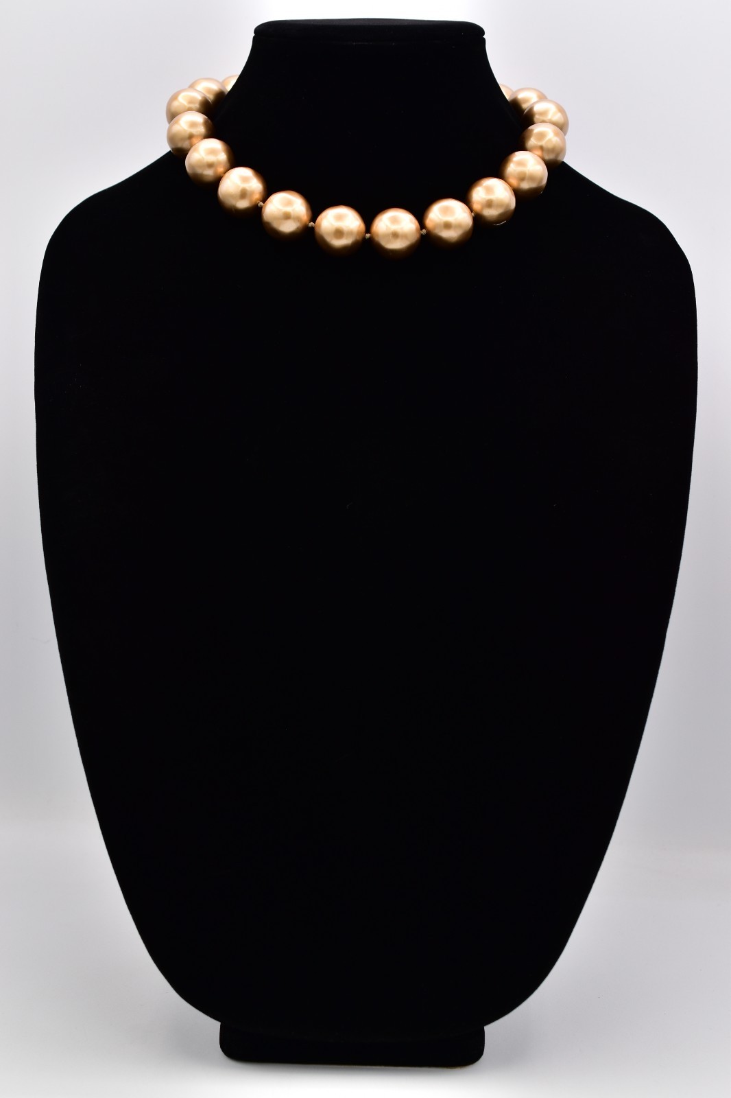 Vintage Chunky Gold Pearl Choker Necklace Large Beaded Statement Collar 80s BinI