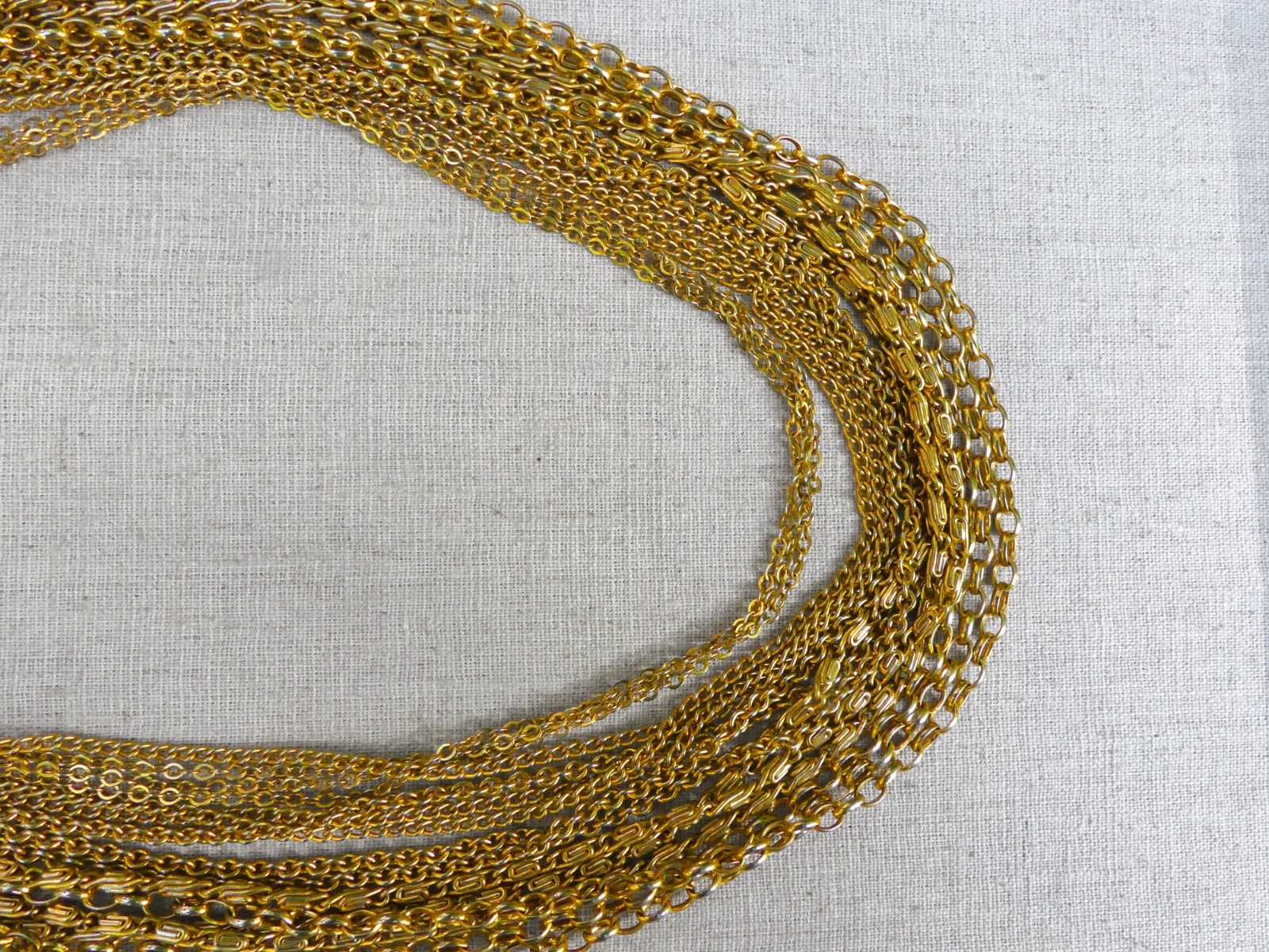 Vintage Trifari multistrand chain necklace goldtone multichain19-22 inches swag