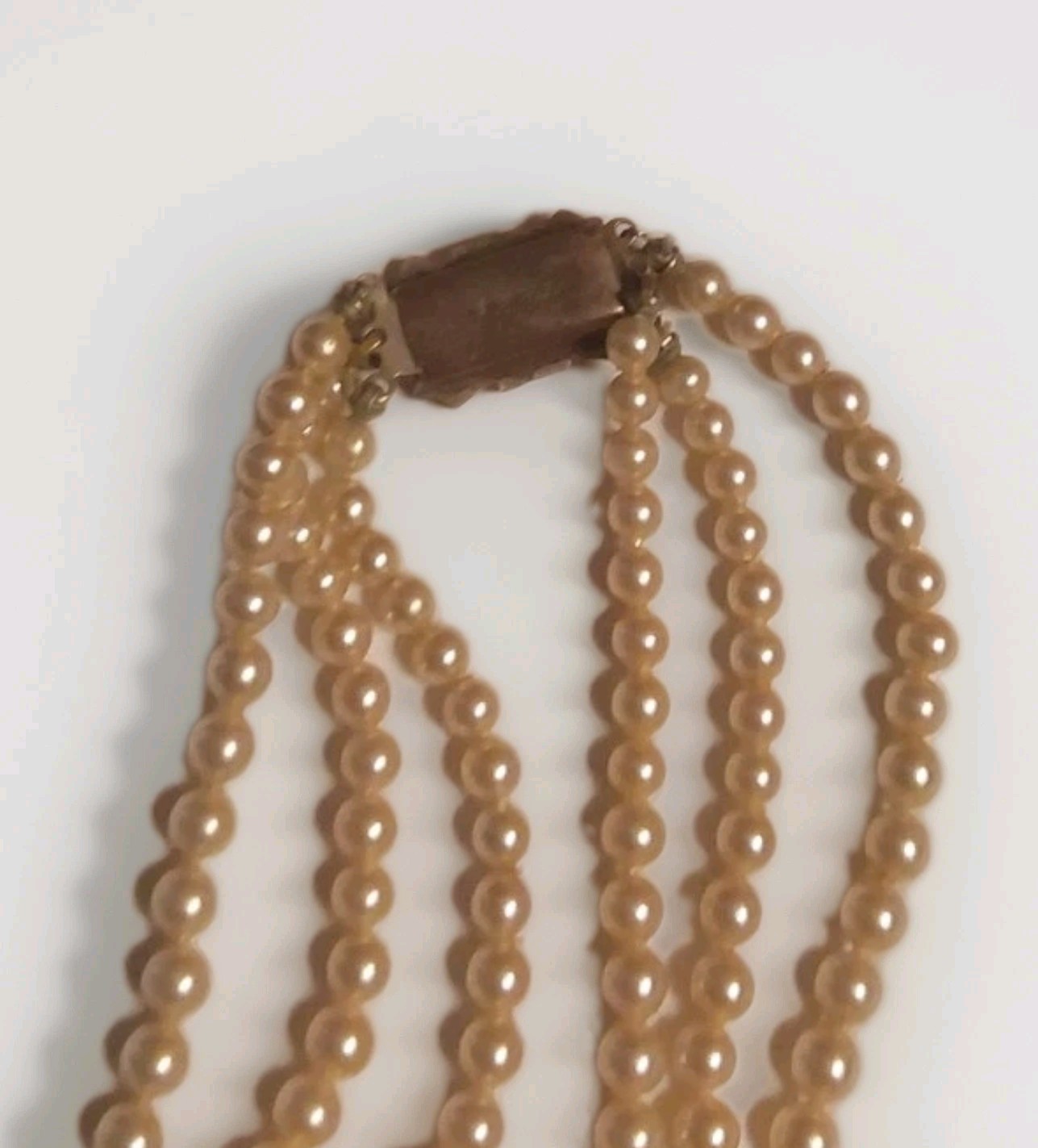 Vtg Glass Ladies Pearl 15″ Hand Knotted 3 Strand Graduated Necklace 925 Clasp