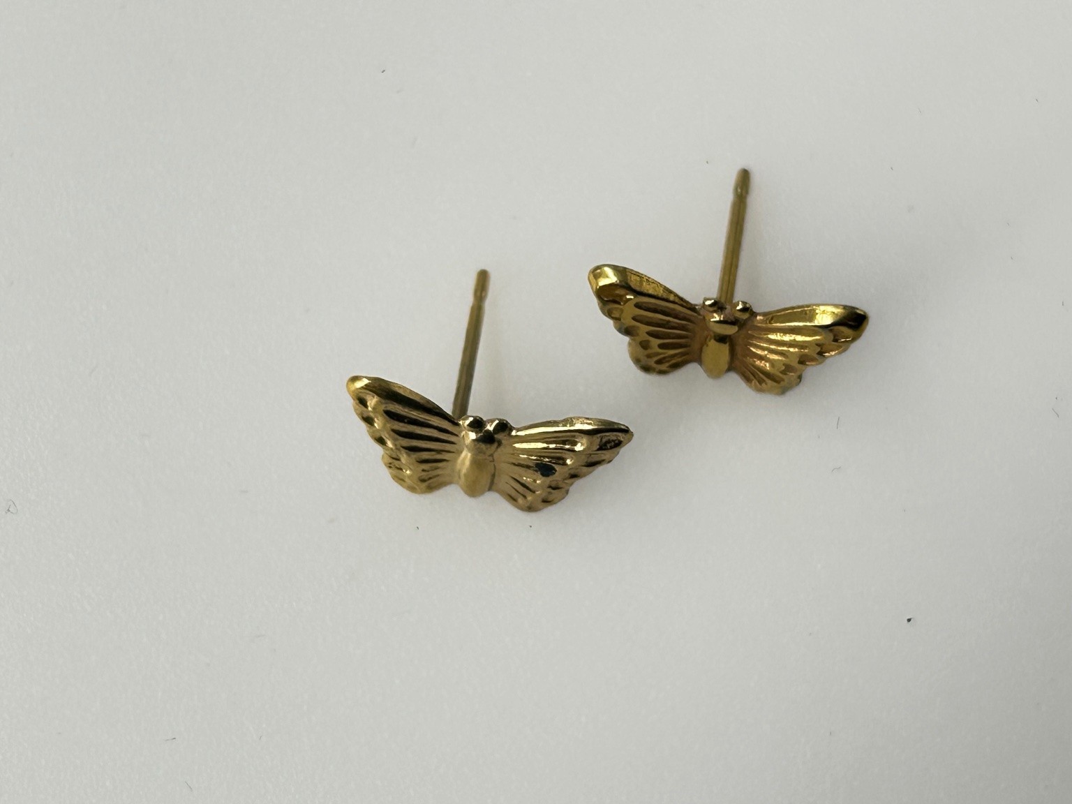 Vintage Style Butterfly Stud Earrings Gold Tone Metal Dainty Jewelry