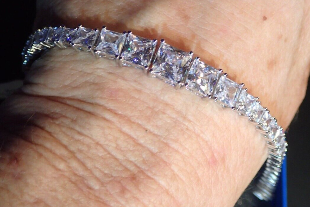Absolute Sterling Silver Quadrillion Cut Tennis Bracelet HSN