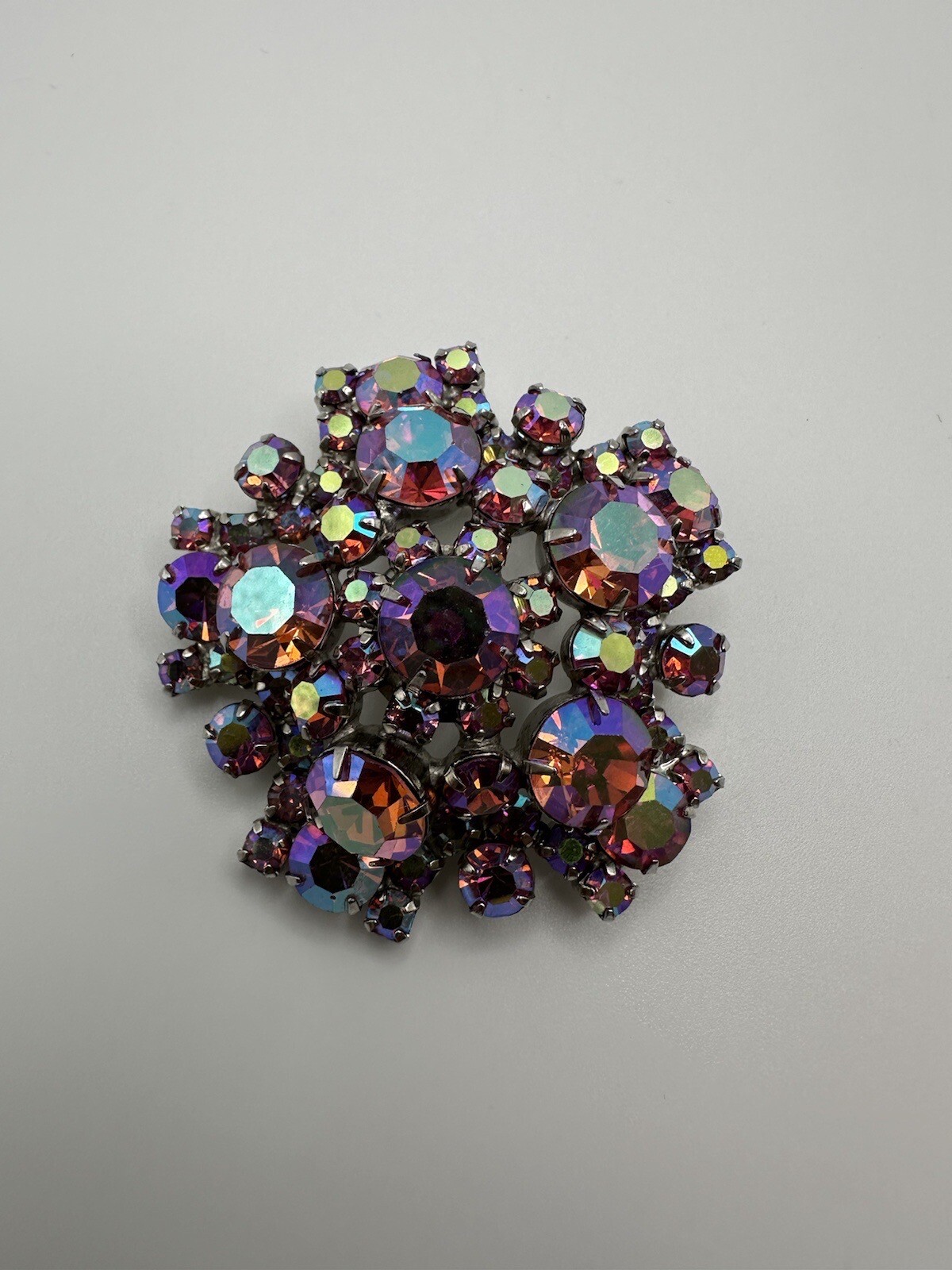 Vintage Red Iridescent Brooch 5.4cm