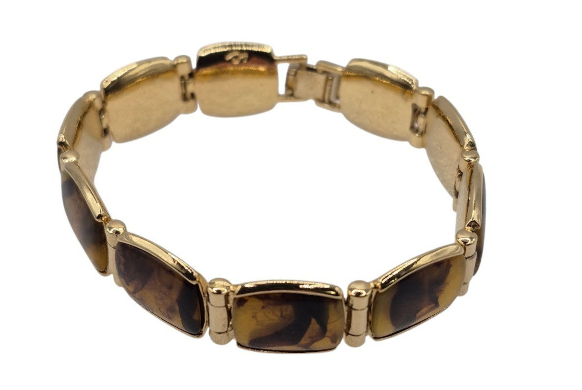 VTG 3pc Necklace, Bracelet & Earrings Liz Claiborne Faux Amber Resin Japan New