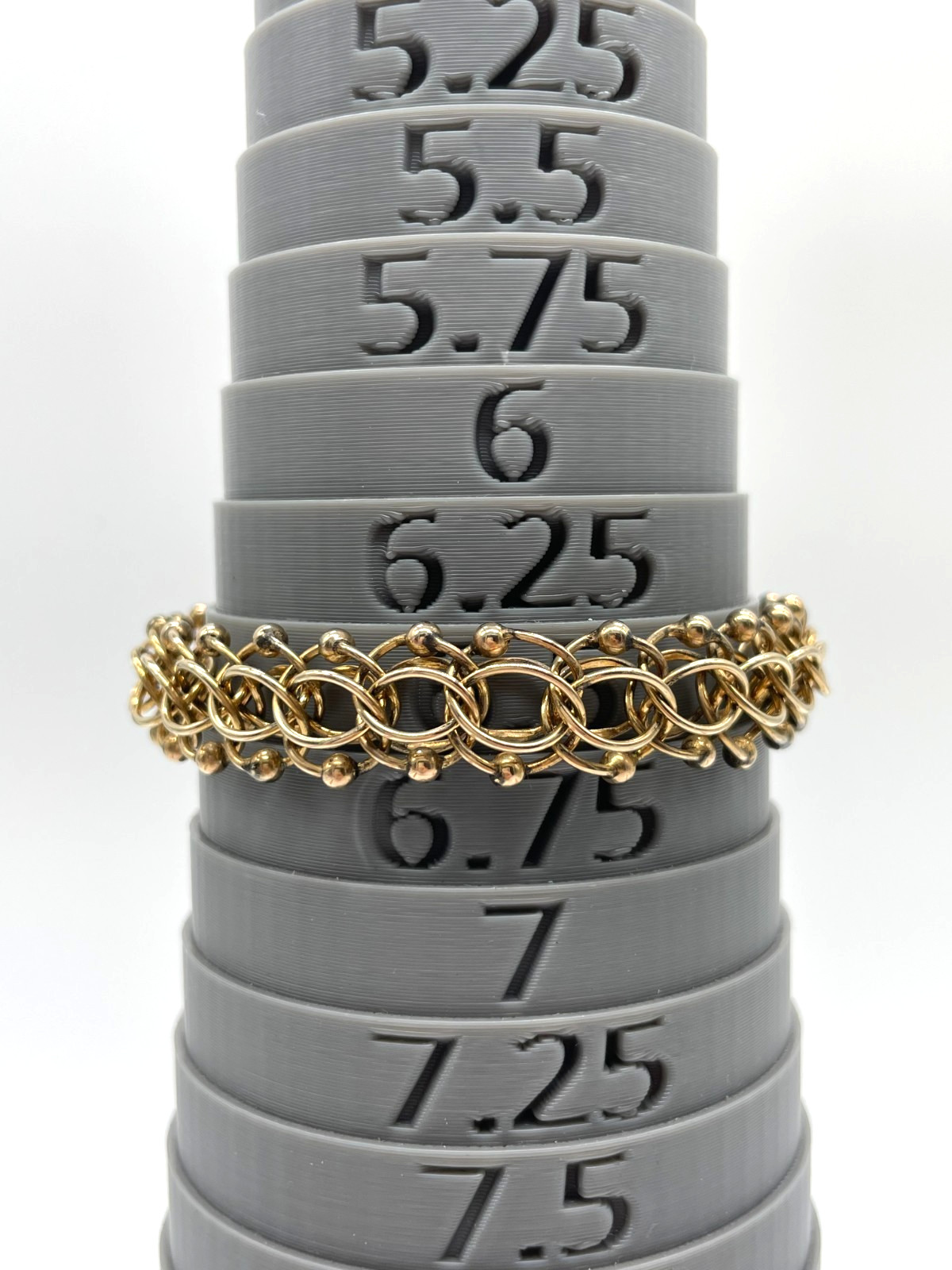 VTG 1/20 12k GF Beaded Double Link 13mm charm bracelet safety chain 6.5″