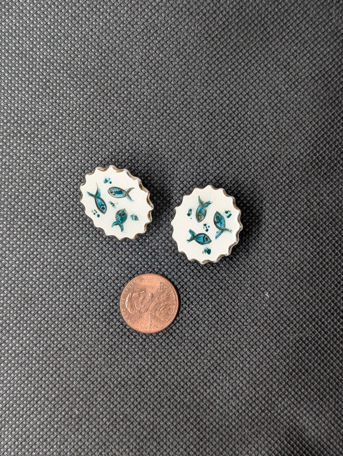 LOT 4 Pair Vintage Fish Earrings – Clip-on & Hook – Hand-Painted Wood & Ceramic