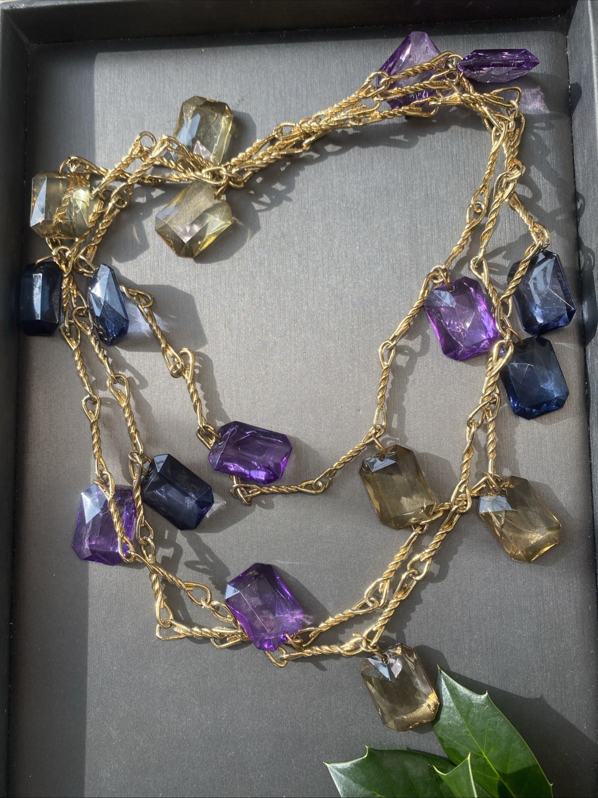 Vintage Necklace Estate Jewelry Multi-color Lucite Fringe 60” Layered X-long
