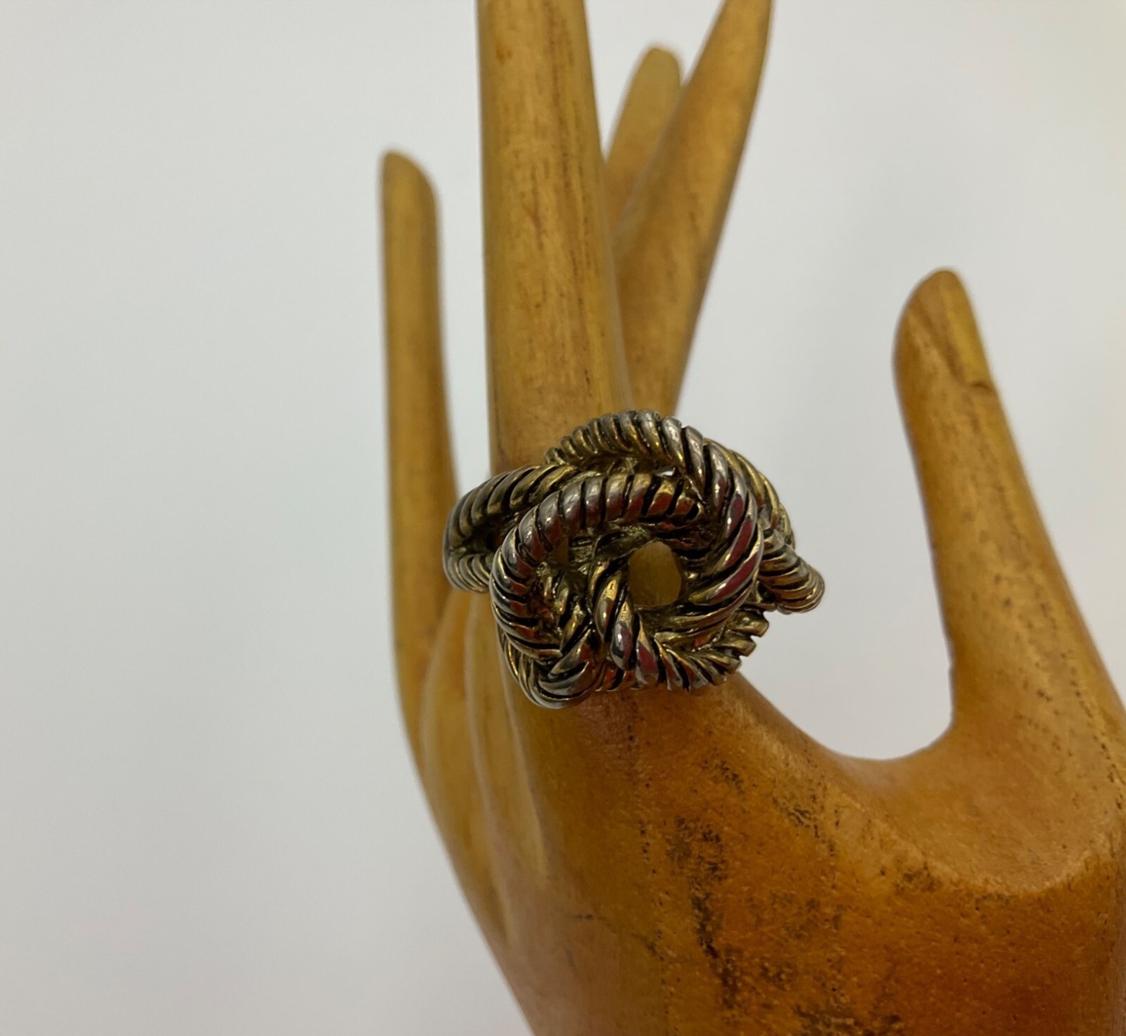Vintage Knotted Rope Nautical Coastal Ring Antique Gold Tone Sz 6.5