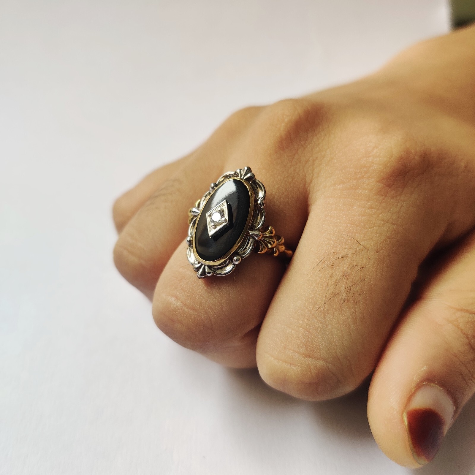 antique 925 silver vintage Victorian art deco handmade black onyx ring best gift