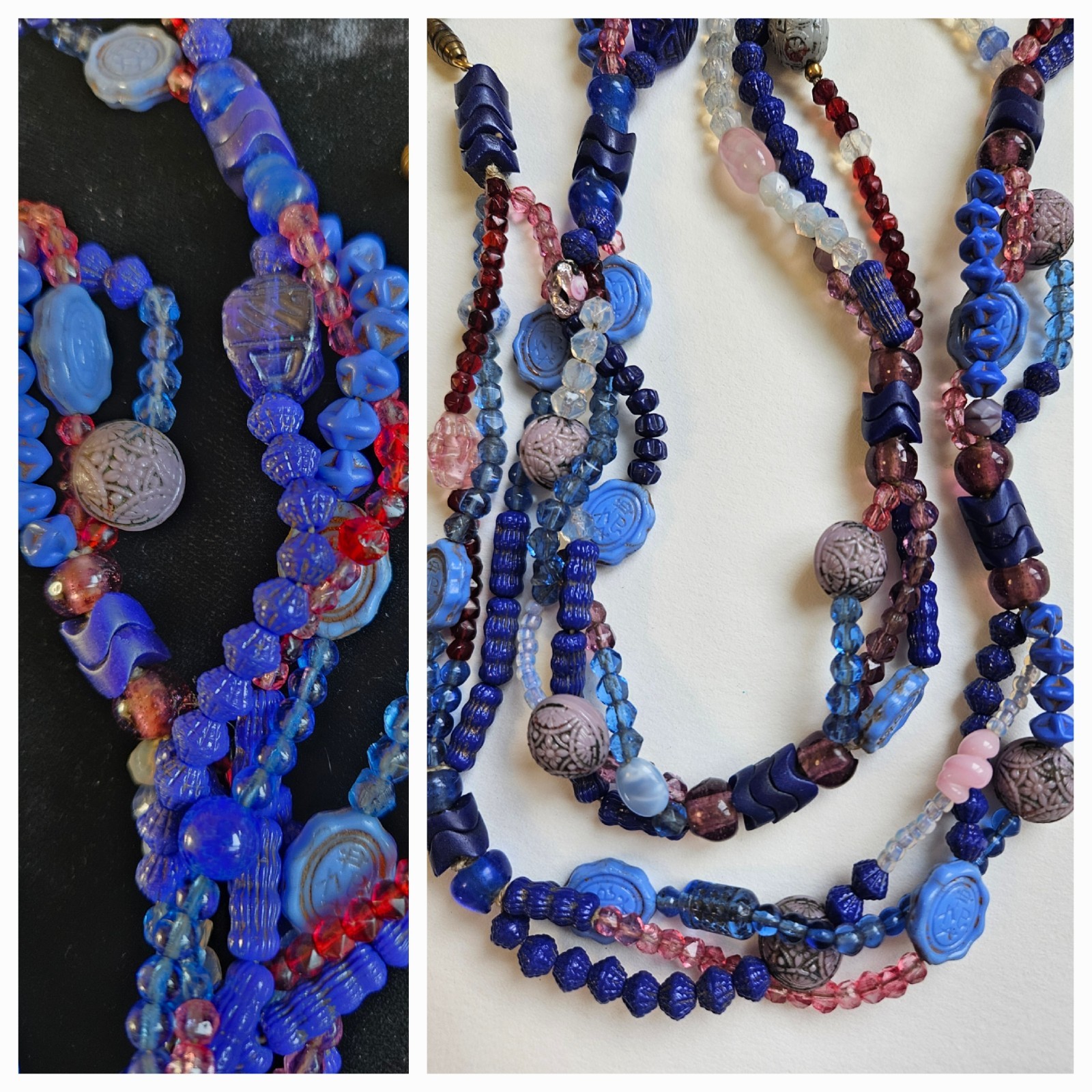 ANTIQUE NEIGER 1920s ART Deco BLUE GLASS BEAD Necklace
