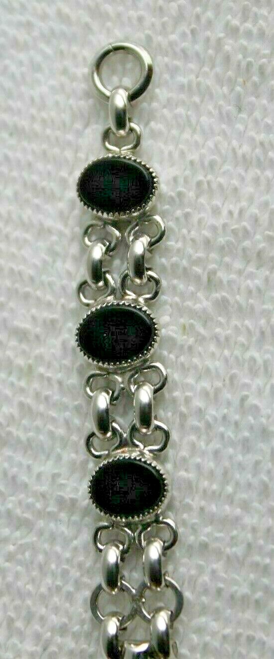 Hadley Black Onyx Scarab Band 1/20-12K Bracelet Watch Band White Gold Filled