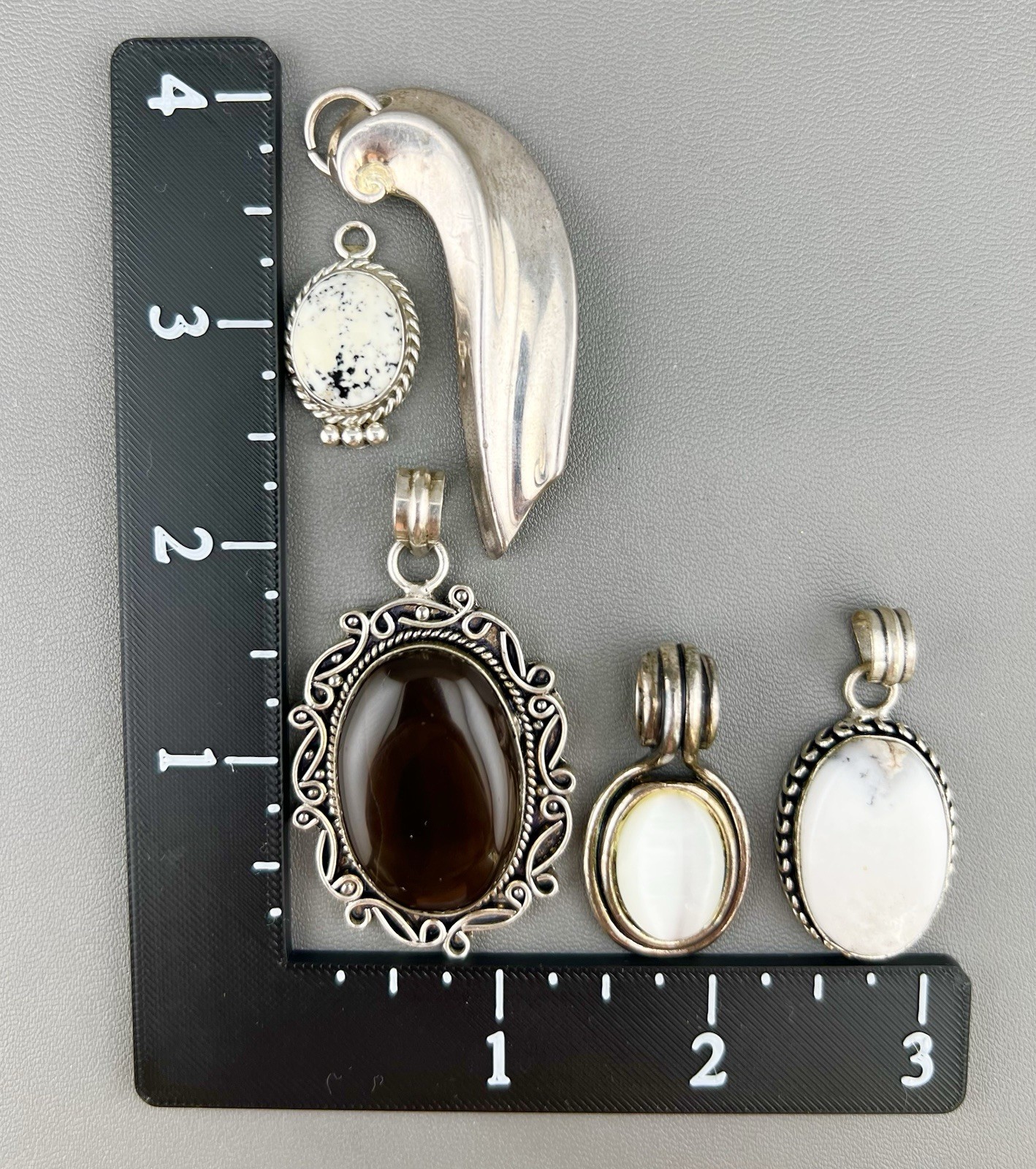 Vintage Pendant Lot Stone Glass Silver Tone Sterling Silver Some Signed