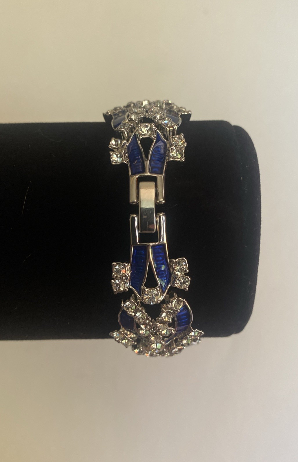 Camrose & Kross Jacqueline Kennedy Blue Enamel Silver Link Bracelet JBK