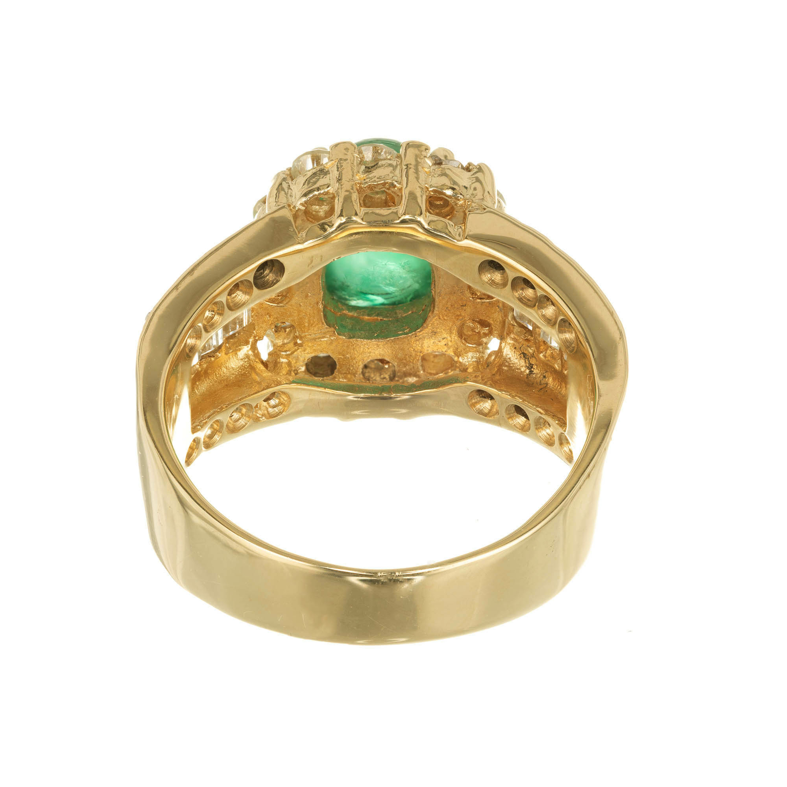 GIA Certified 2.80 Carat Emerald Diamond Gold Cocktail Ring