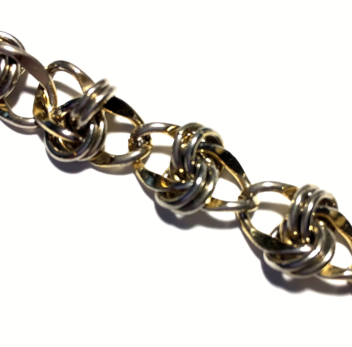 Vintage Gold Tone /Silver Tone Mixed Link Bracelet with Safety Clasp