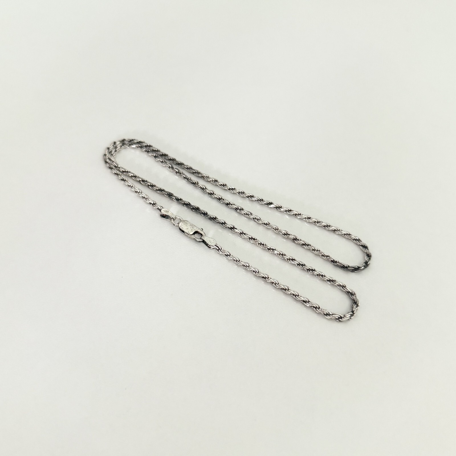 Vintage 925 Italy Sterling Silver Twisted Rope Chain Link Necklace 17.5″