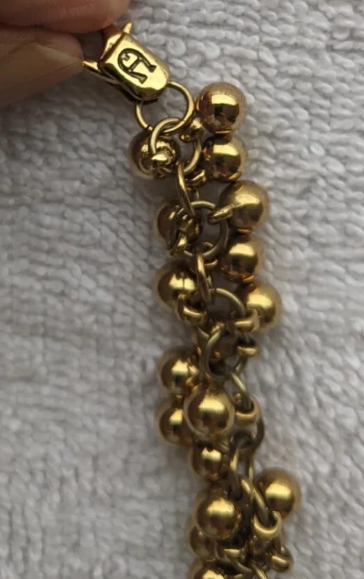 Aigner Necklace Gold Colored Metal Multiple Beads Balls aug22
