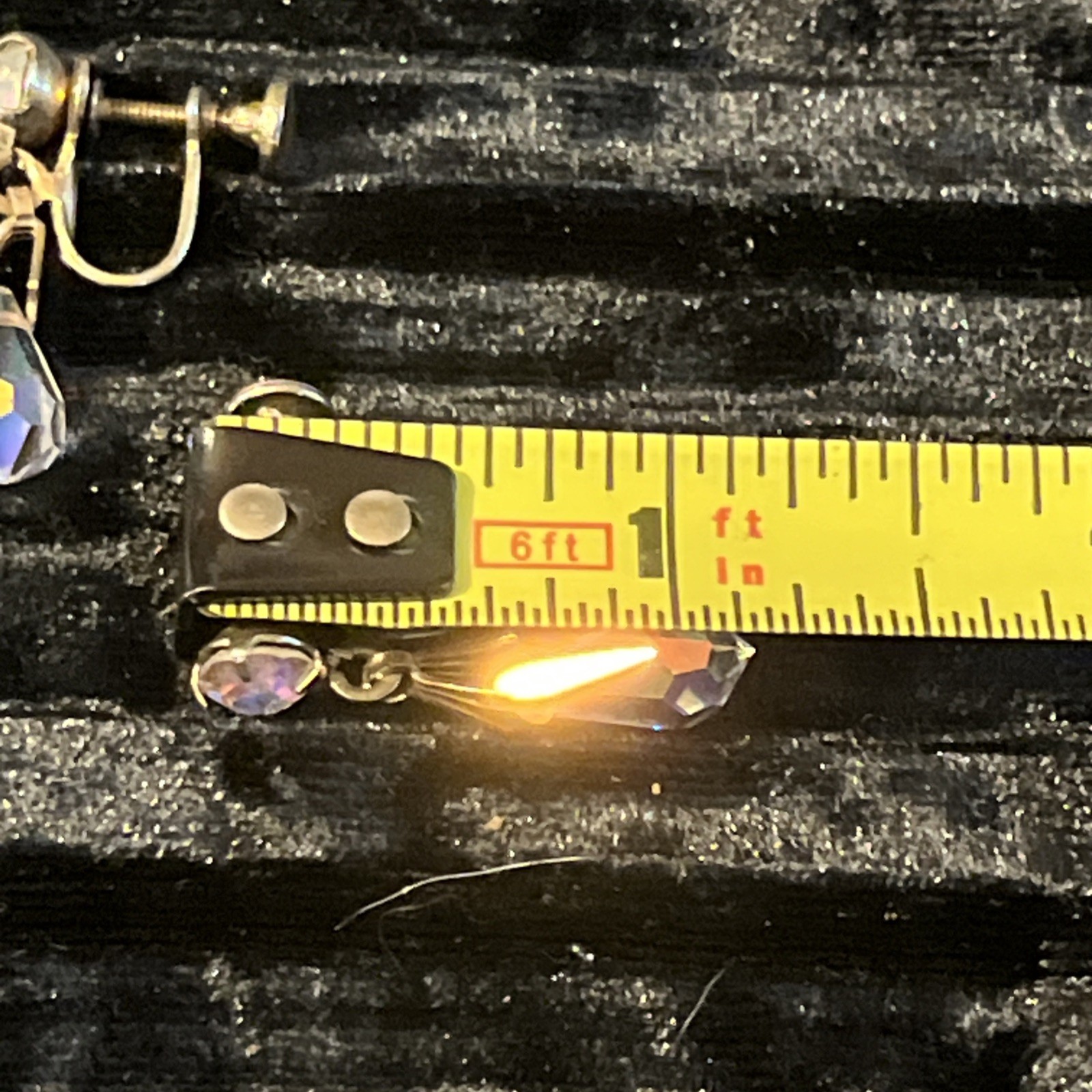 Vintage Goldtone Teardrop Faceted AB Crystal Drop Dangle Screw Back Earrings