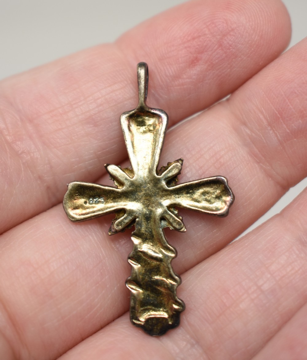 RGC Riddles Group Vintage Sterling Silver 12K Rose & Yellow Gold Cross Pendant