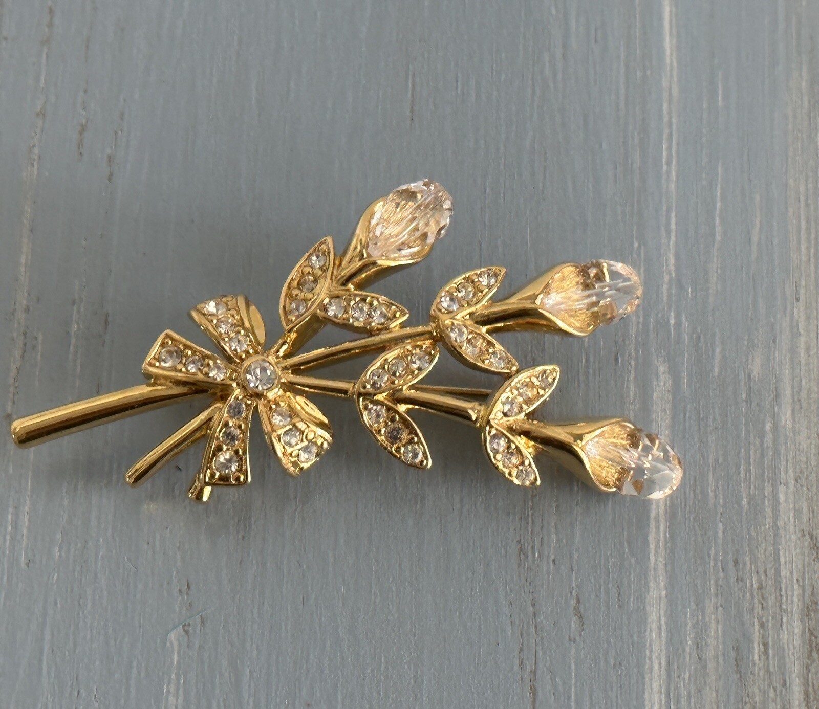Stunning Monet Vintage Rhinestone & Crystal Brooch Floral Bouquet Design