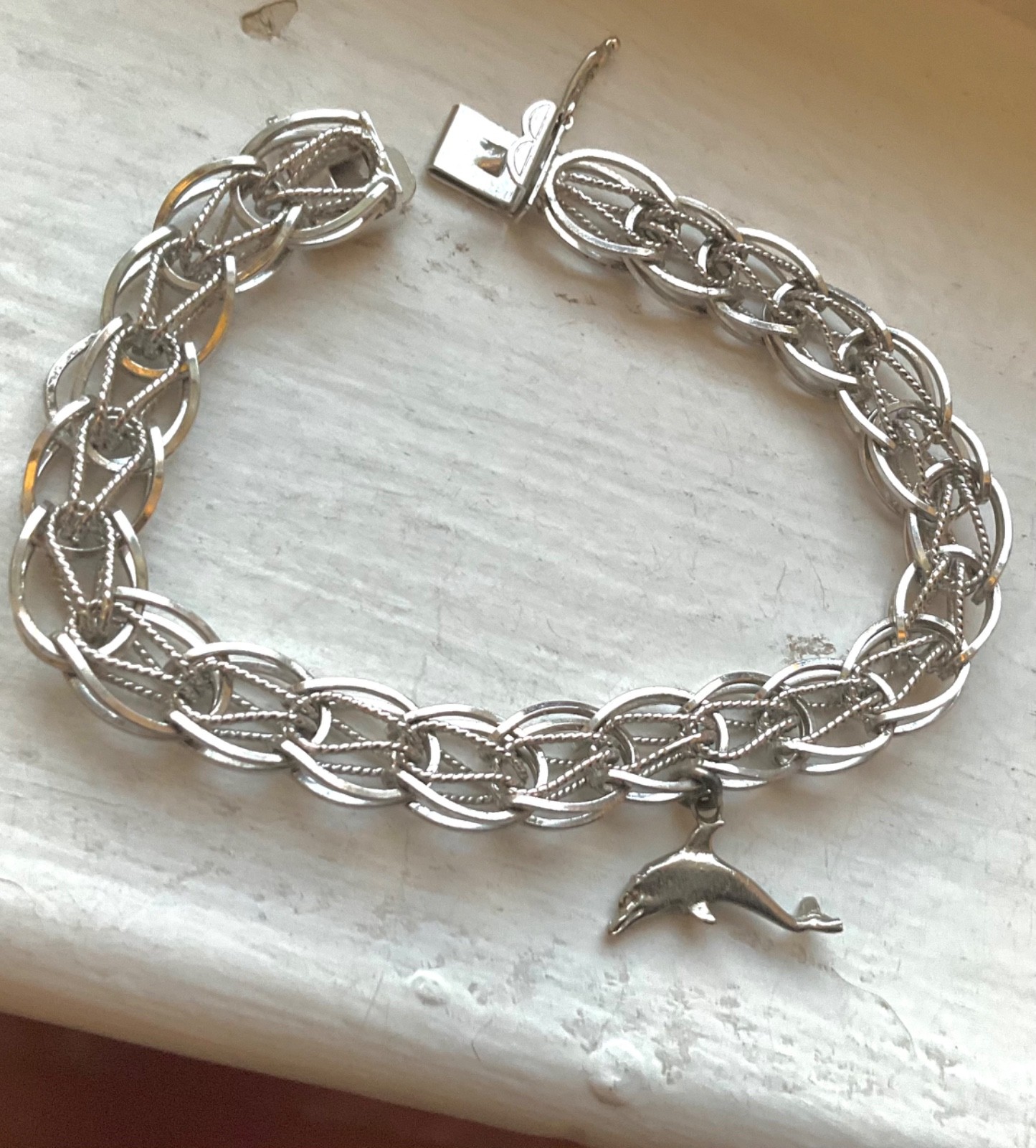 Vintage Starter GB SILVER CHARM BRACELET 7 1/3” Wearable Inside Twist