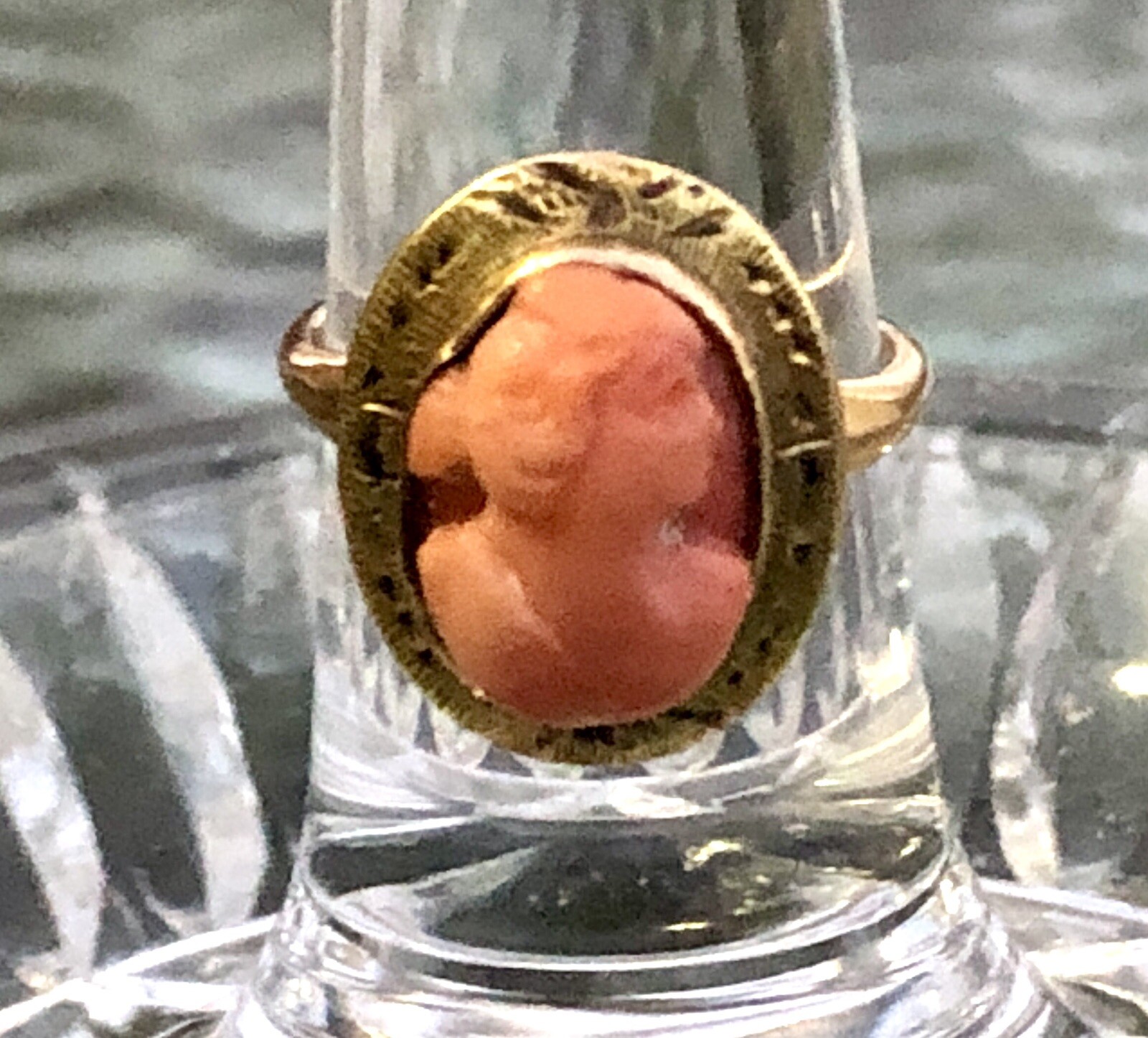 Antique Victorian 10K Solid Gold Coral Cameo Ring! Sz 4.25 Grandma’s Estate
