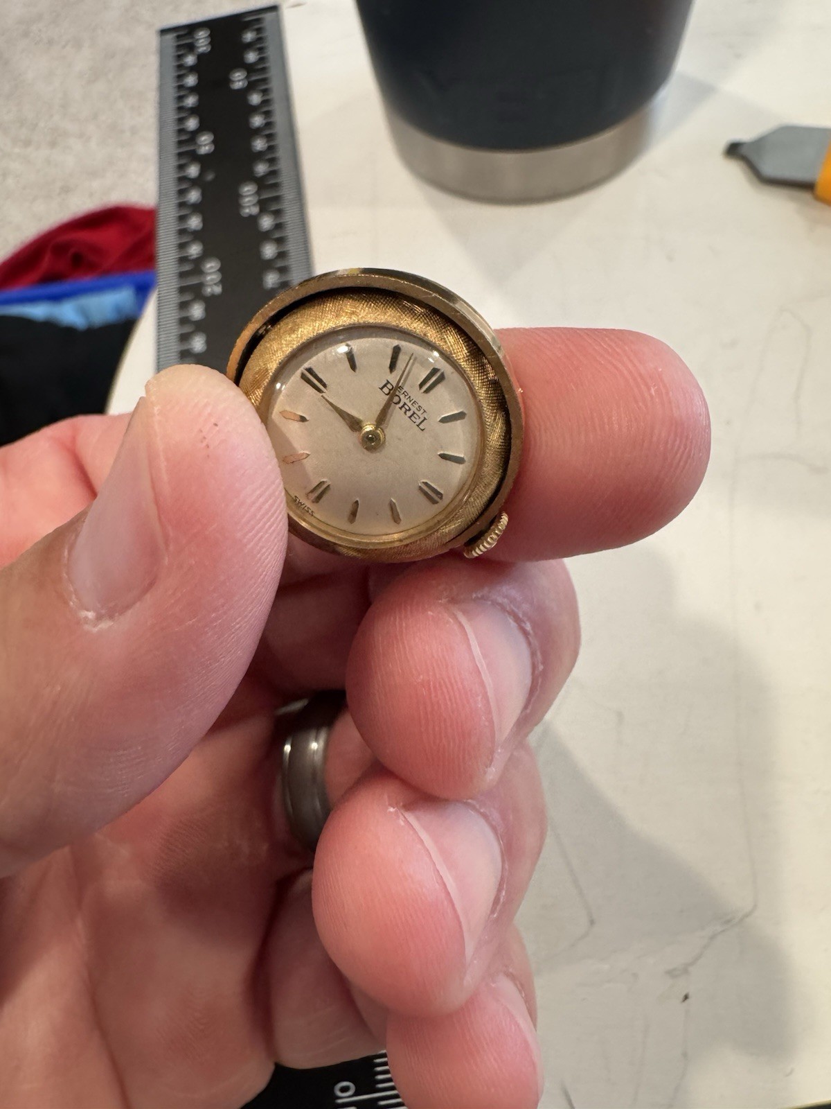 RARE SWISS ERNEST BOREL BALL SHAPED LADIES WATCH PENDANT-Manual Wind Working