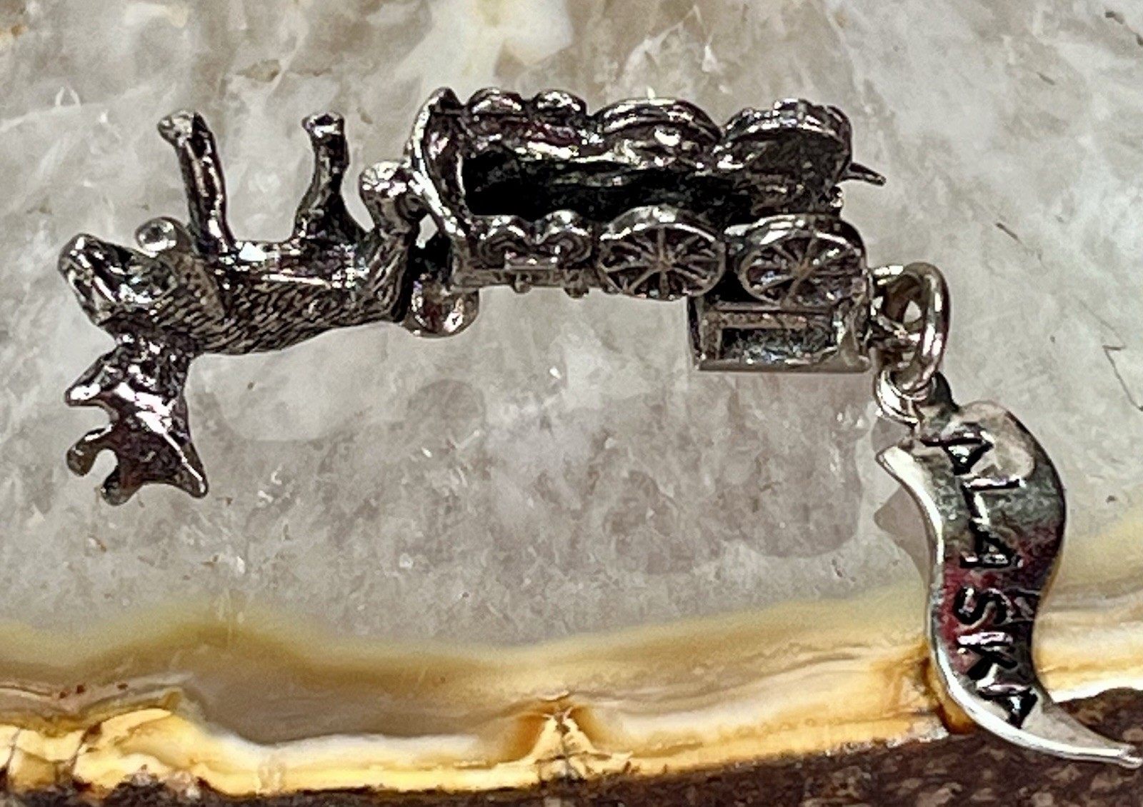 VTG 925 Alaska Souvenir 3D Moose & Locomotive Charm Sterling Silver Signed JP