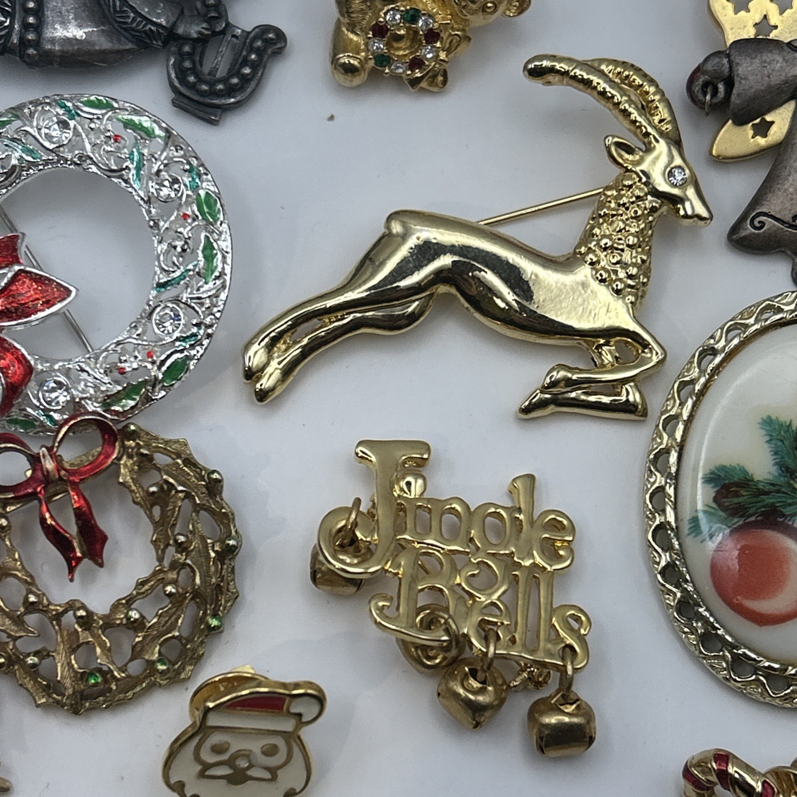 Vintage -now 24 Christmas Brooch /pin Lot Some Signed Bells, Trees, Angels, +