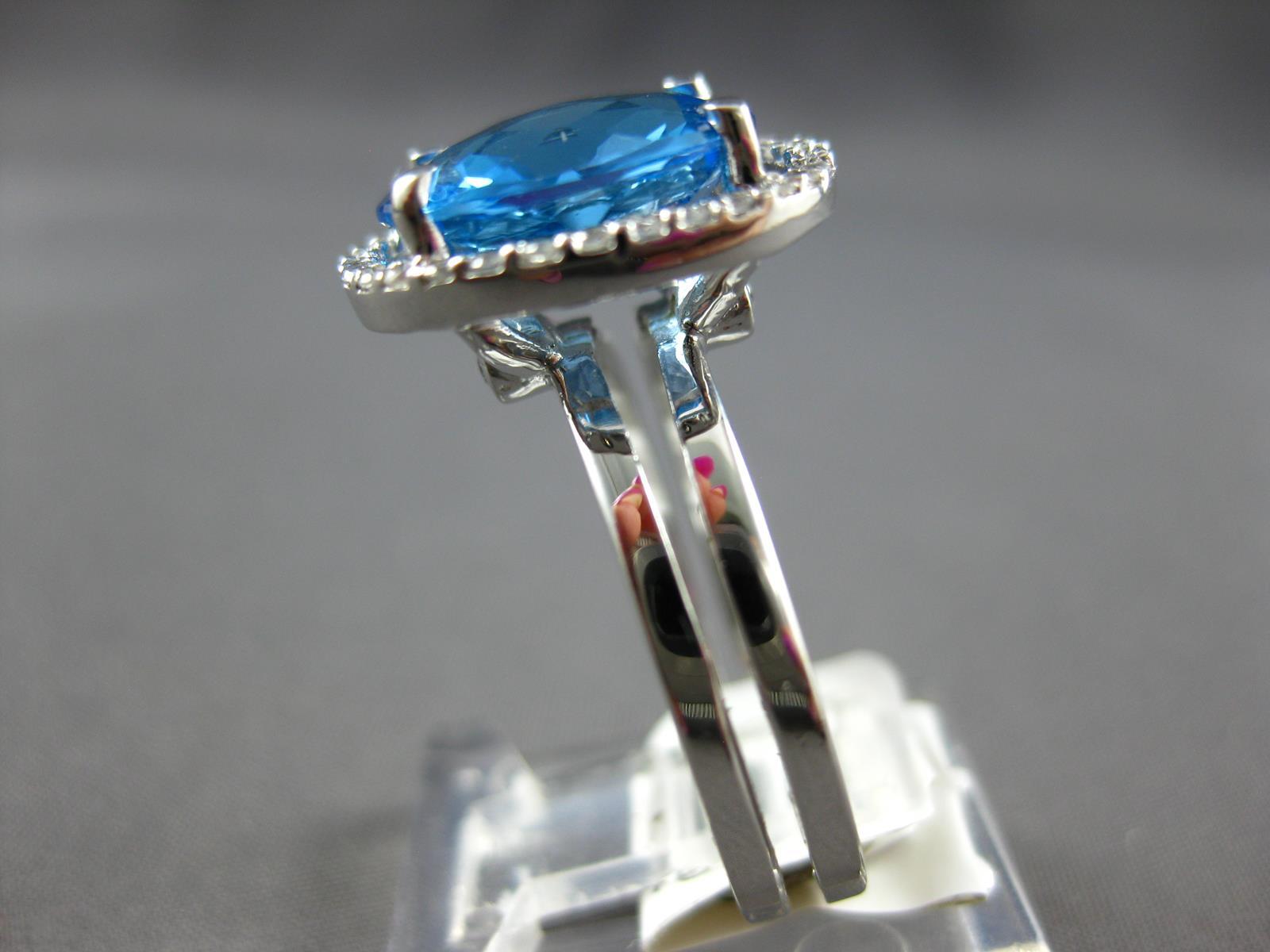 3.58CT DIAMOND & AAA BLUE TOPAZ 14KT WHITE GOLD 3D OVAL & ROUND ENGAGEMENT RING