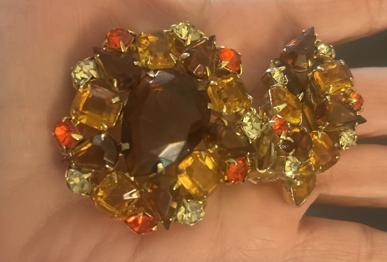 Juliana D &E DeLizza Elster Fall Color Brooch and Earring Set Book Piece #7373