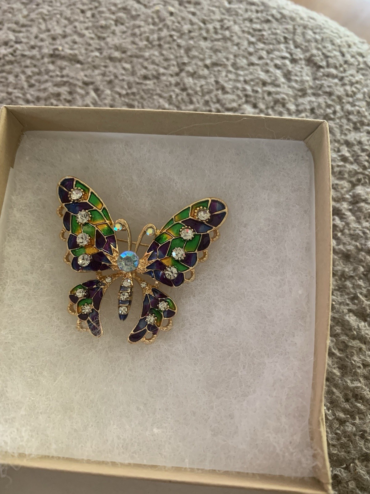 Colorful Diamond Like Inlaid Rhinestones On This Colorful Butterfly Brooch Pin