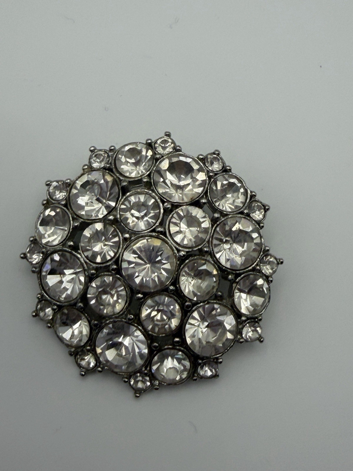 Monet Large Starburst Clear Rhinestone Brooch