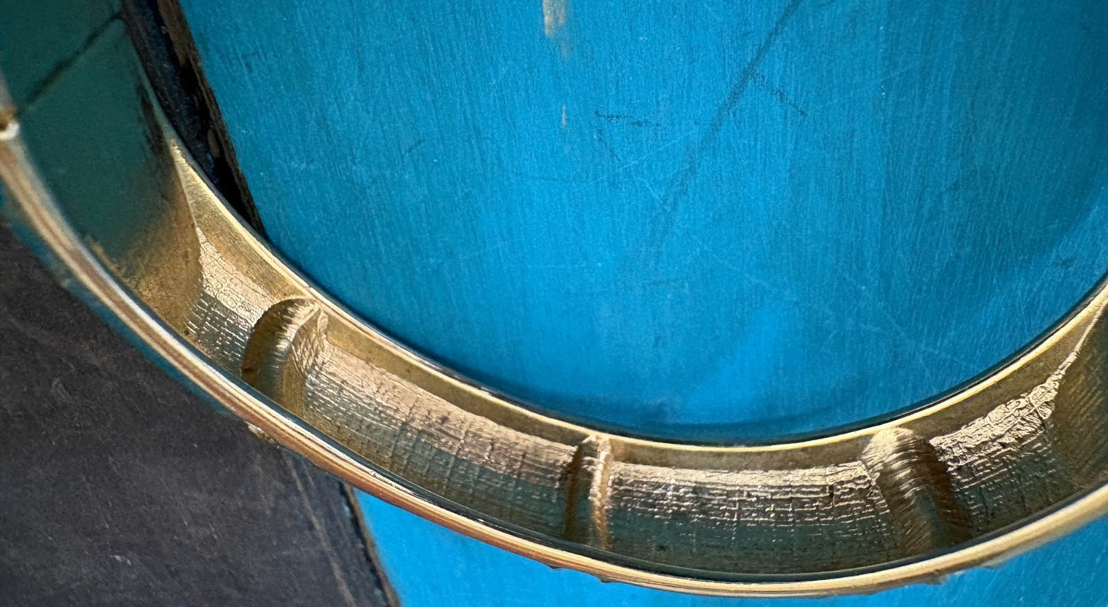 Vintage “Perfect Wave” azure blue enamel and crystal hinged bangle gold tone
