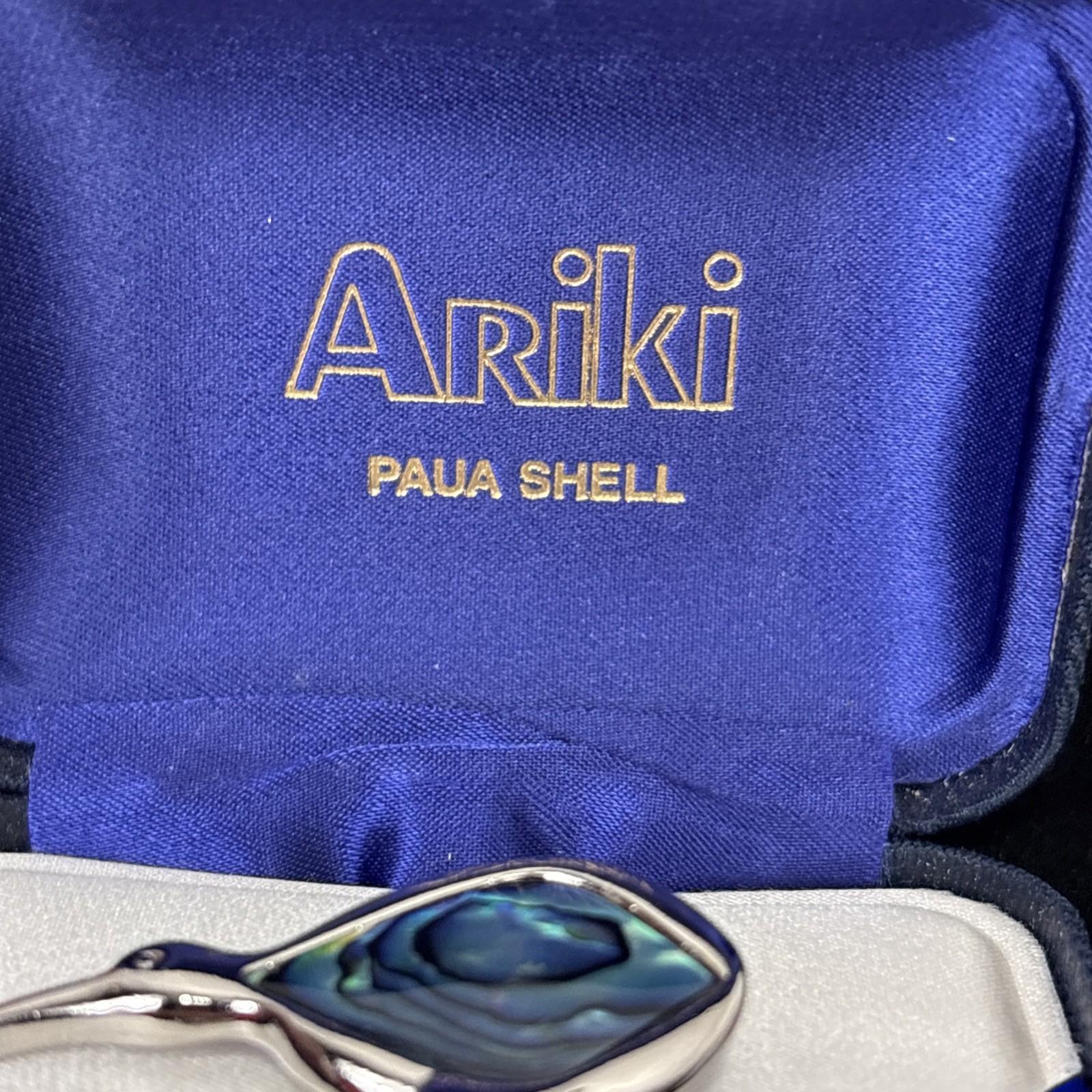 Ariki Paua Shell Inlay Silver Palladium Plate Blue Abalone Kiwi Bird Brooch Pin