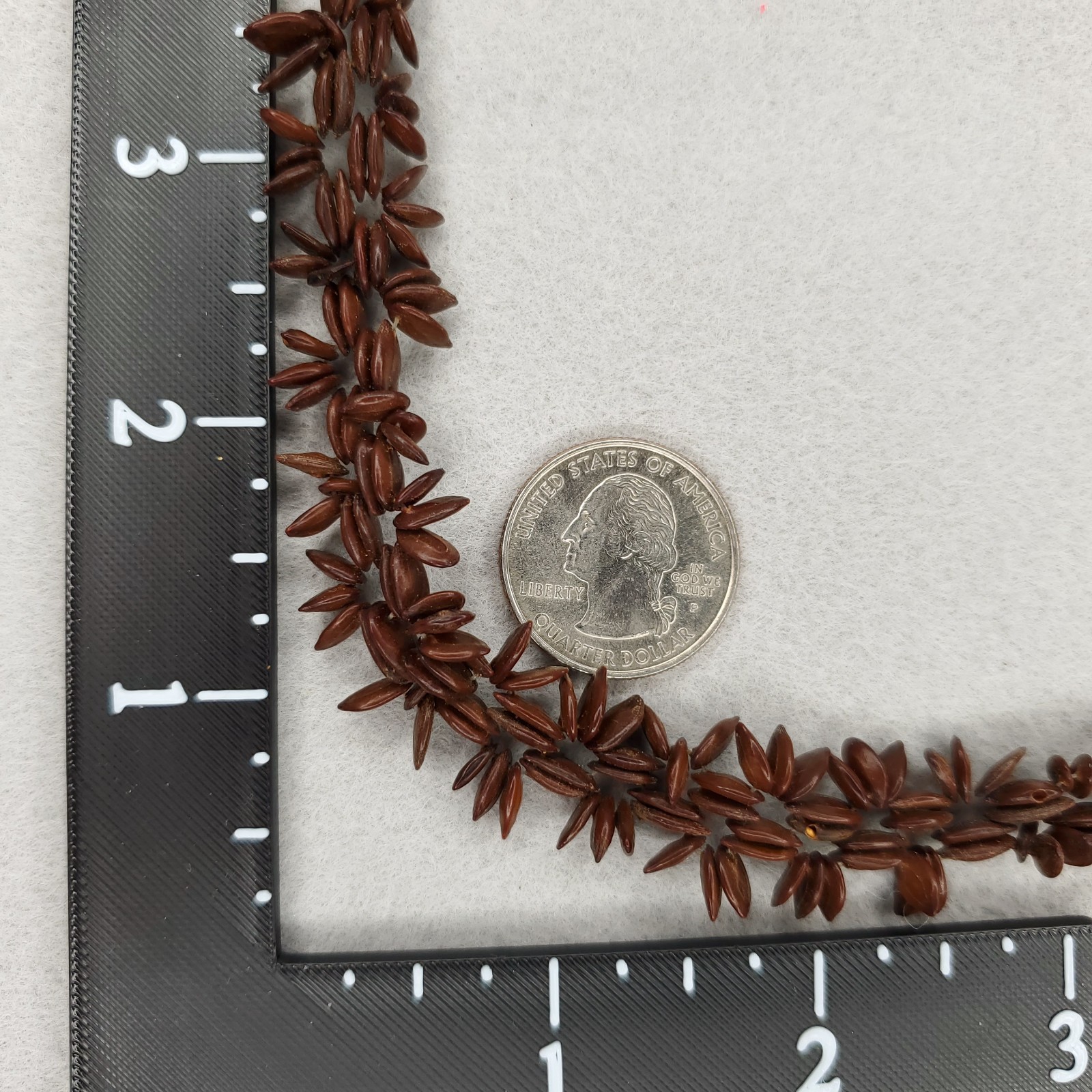 Vintage Koa Seed Necklace Earring Set Brown Long Lei Hawaii Boho Tiki 50″
